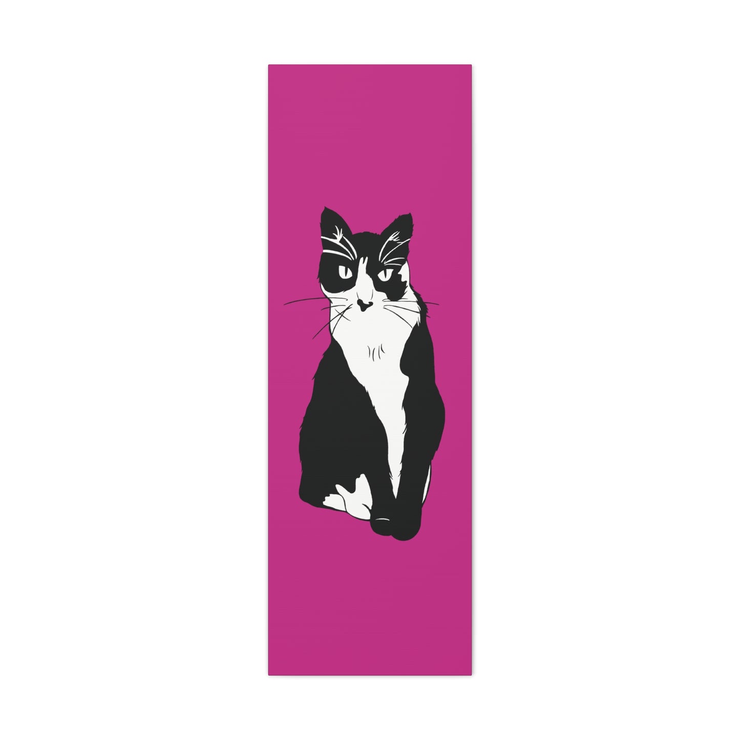 Cat Canvas on Pink (B&W Style Cat) - Cat Drawing Art