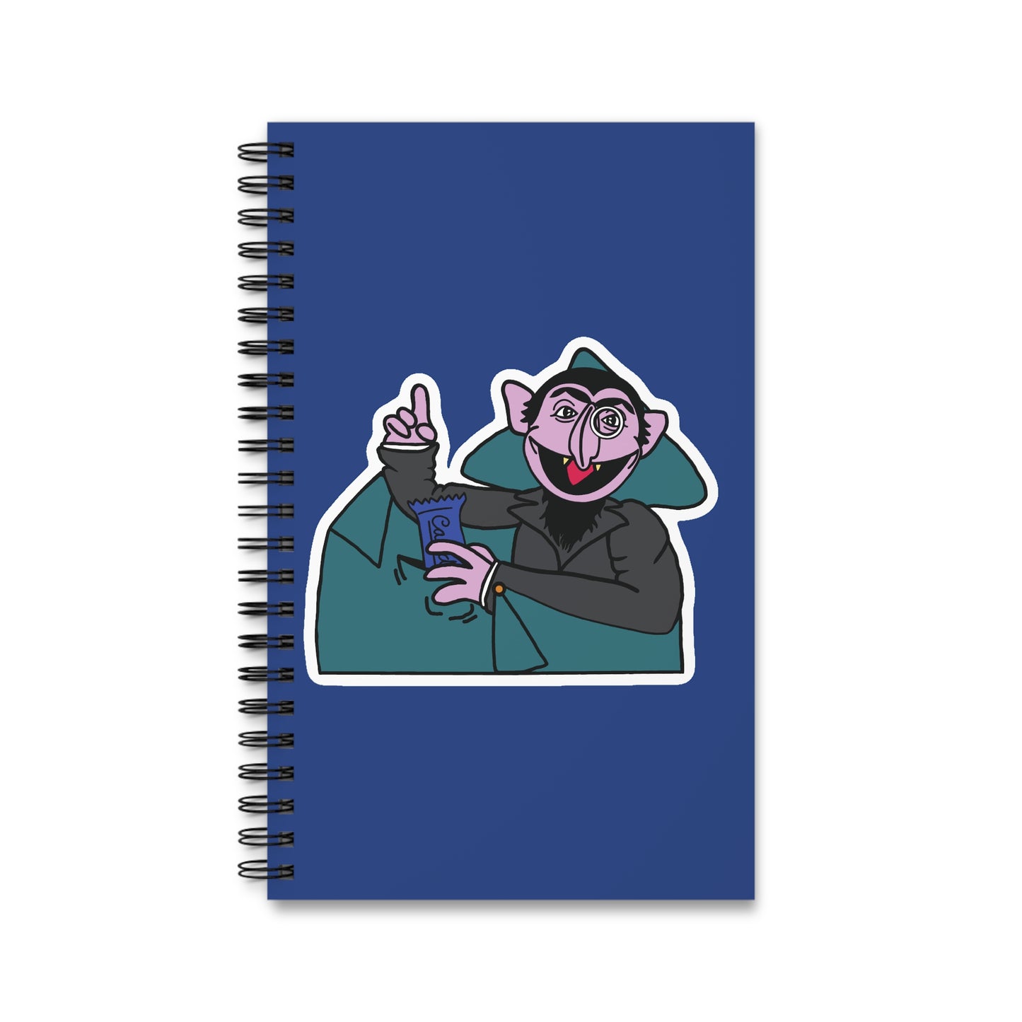 The Count Stealing Candy Notebook Dark Blue - Sesame Street The Count Parody Spiral Notebook