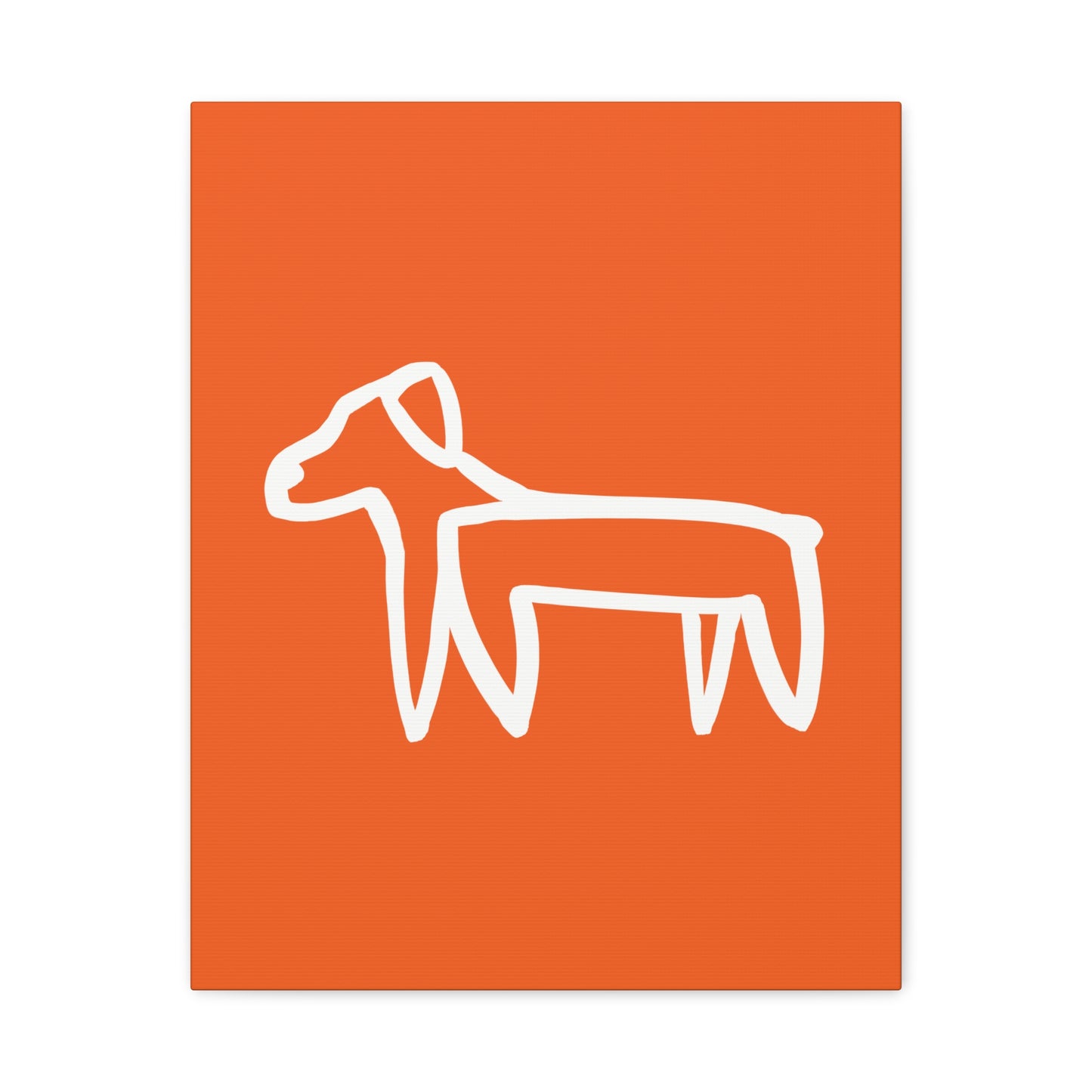 Dog Canvas Print on Orange (Transparent Style White Dog) - Dog Art Print