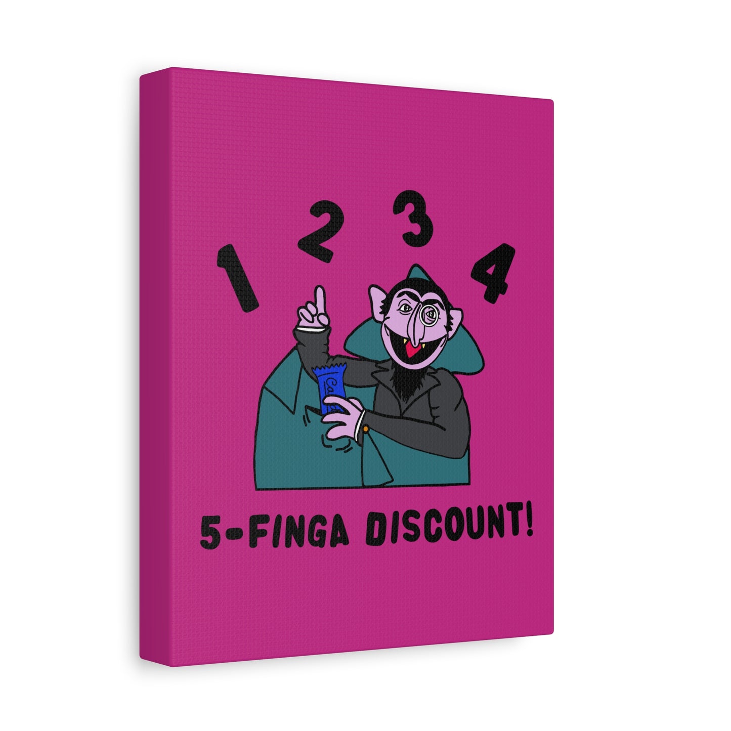 Five Finger Discount Canvas Print Pink - Sesame Street The Count Parody Art Print