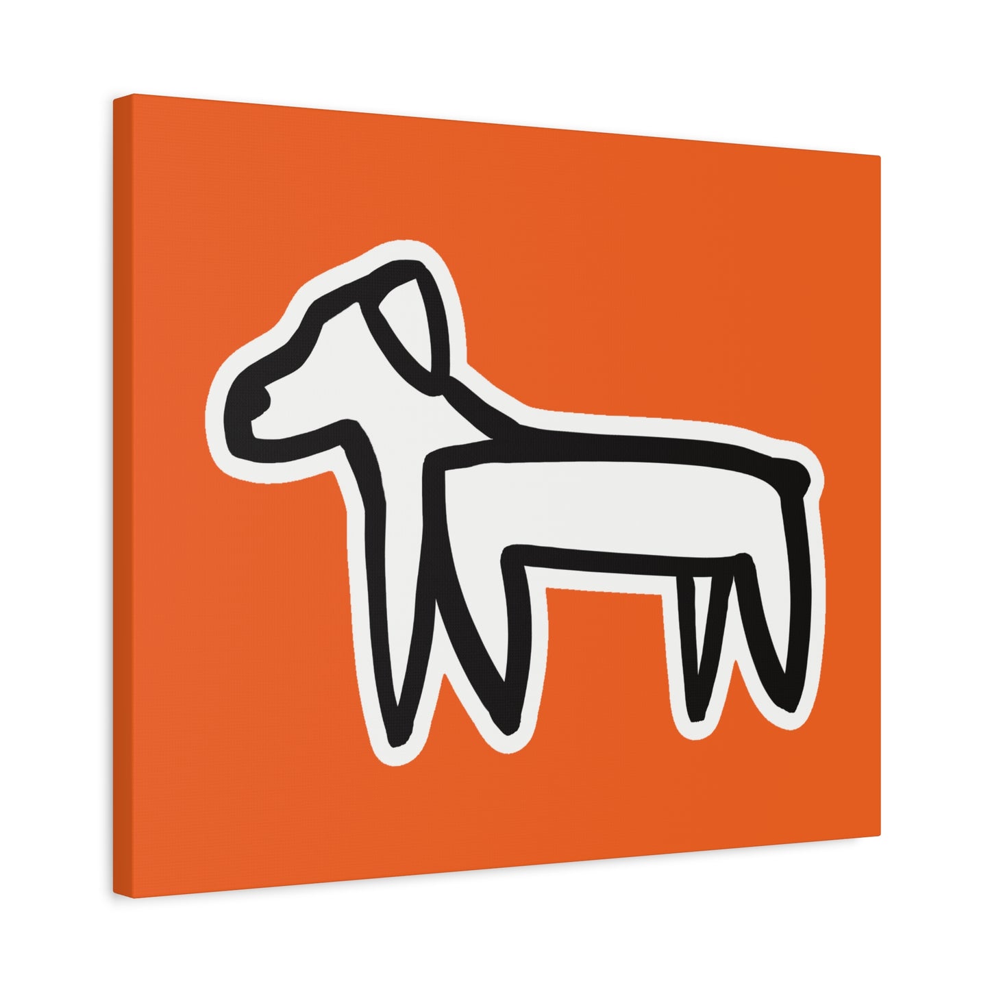 Dog Canvas Print on Orange (Sticker Style White Dog) - Dog Art Print