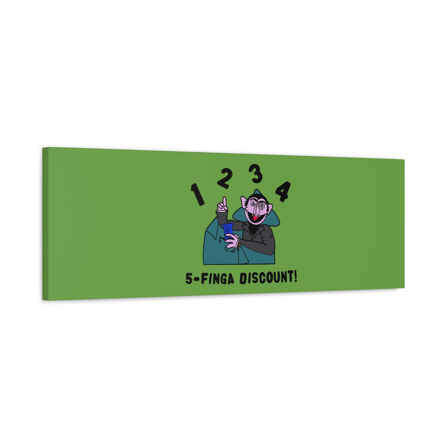 Five Finger Discount Canvas Print Green - Sesame Street The Count Parody Art Print