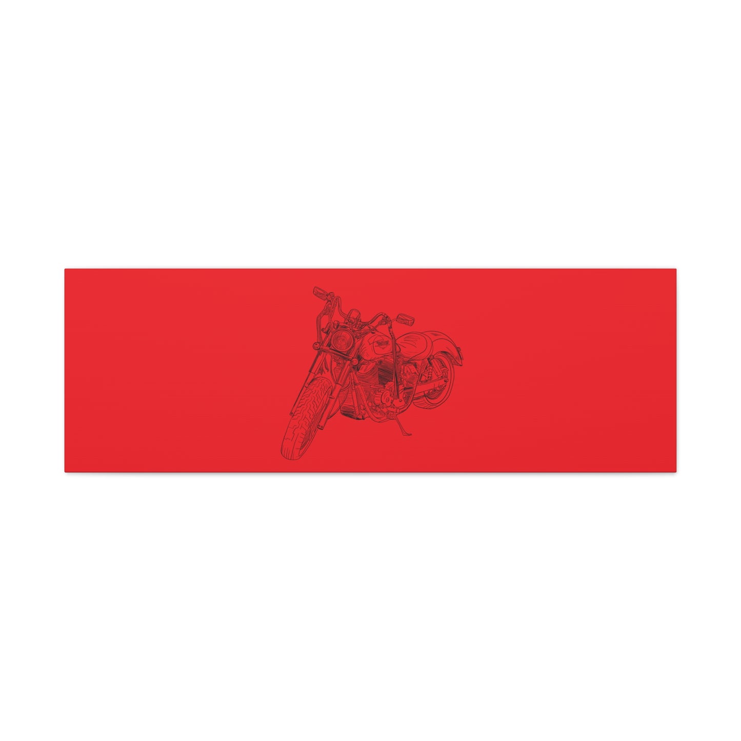 Ride Me Harley Motorcycle Sketch Canvas Print - Black Ink on Red Background