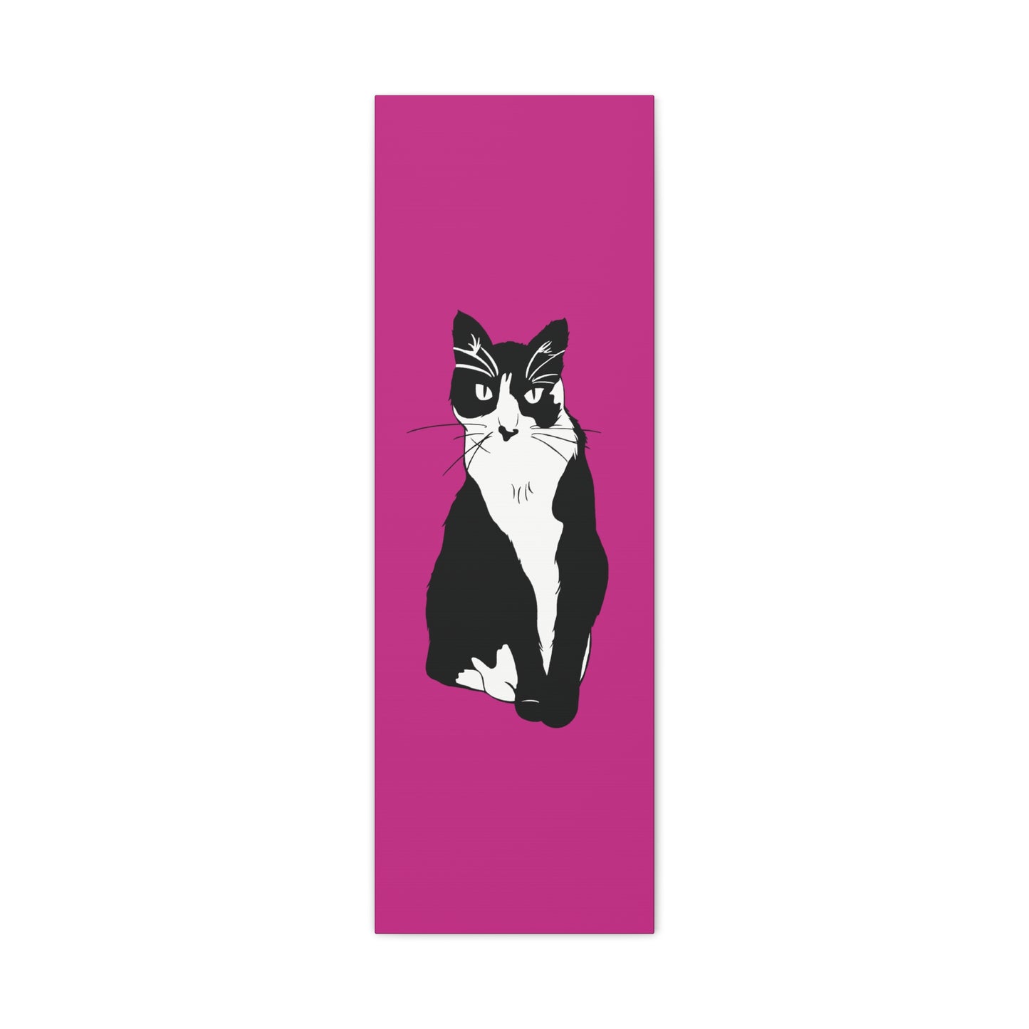 Cat Canvas on Pink (B&W Style Cat) - Cat Drawing Art