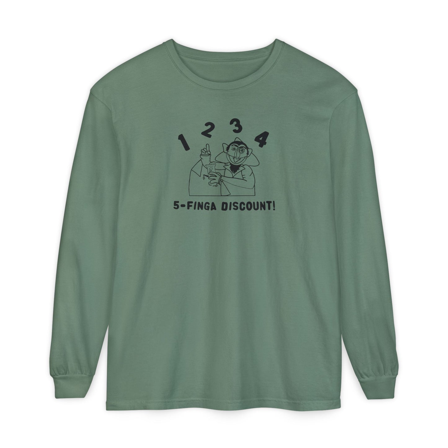 Five Finger Discount Outline Long Sleeve Tee - Sesame Street The Count Parody Shirt