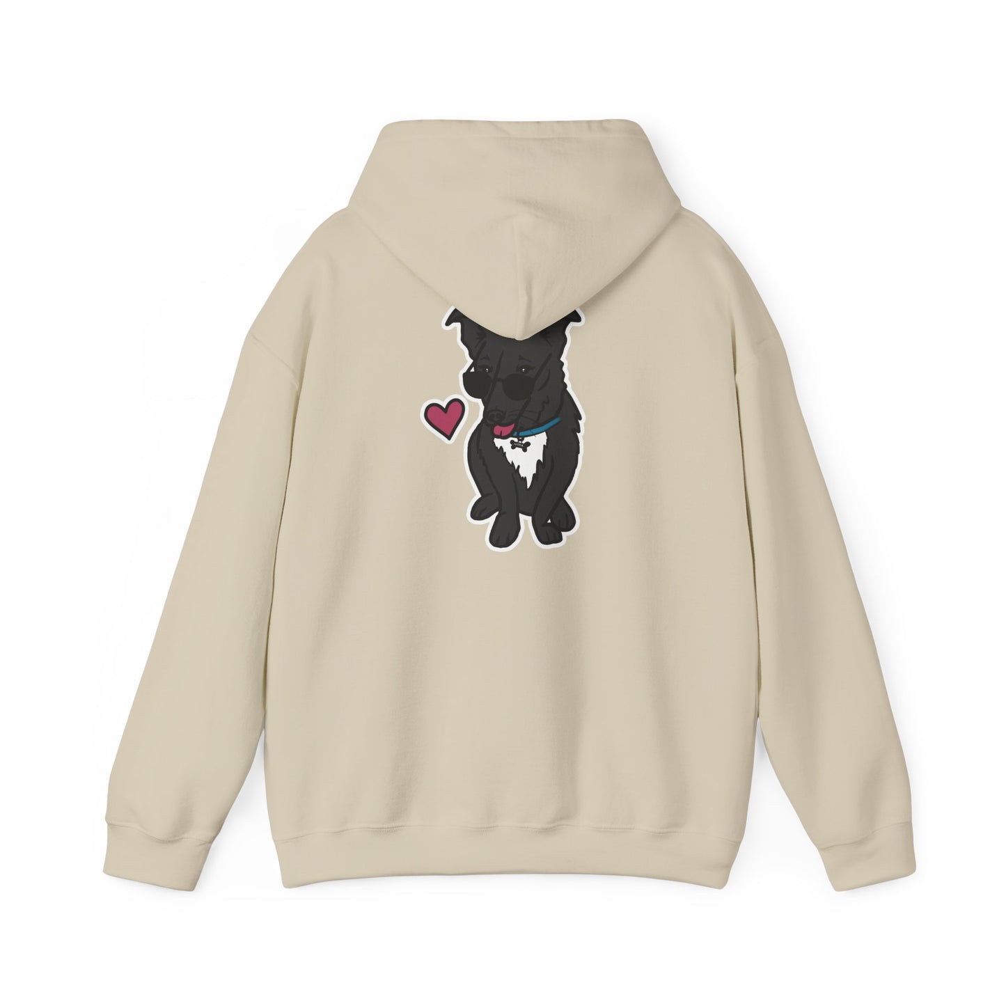 Nora the Dog Heart Hoodie Back Design (Sticker Style Nora) - Nora Hooded Sweatshirt