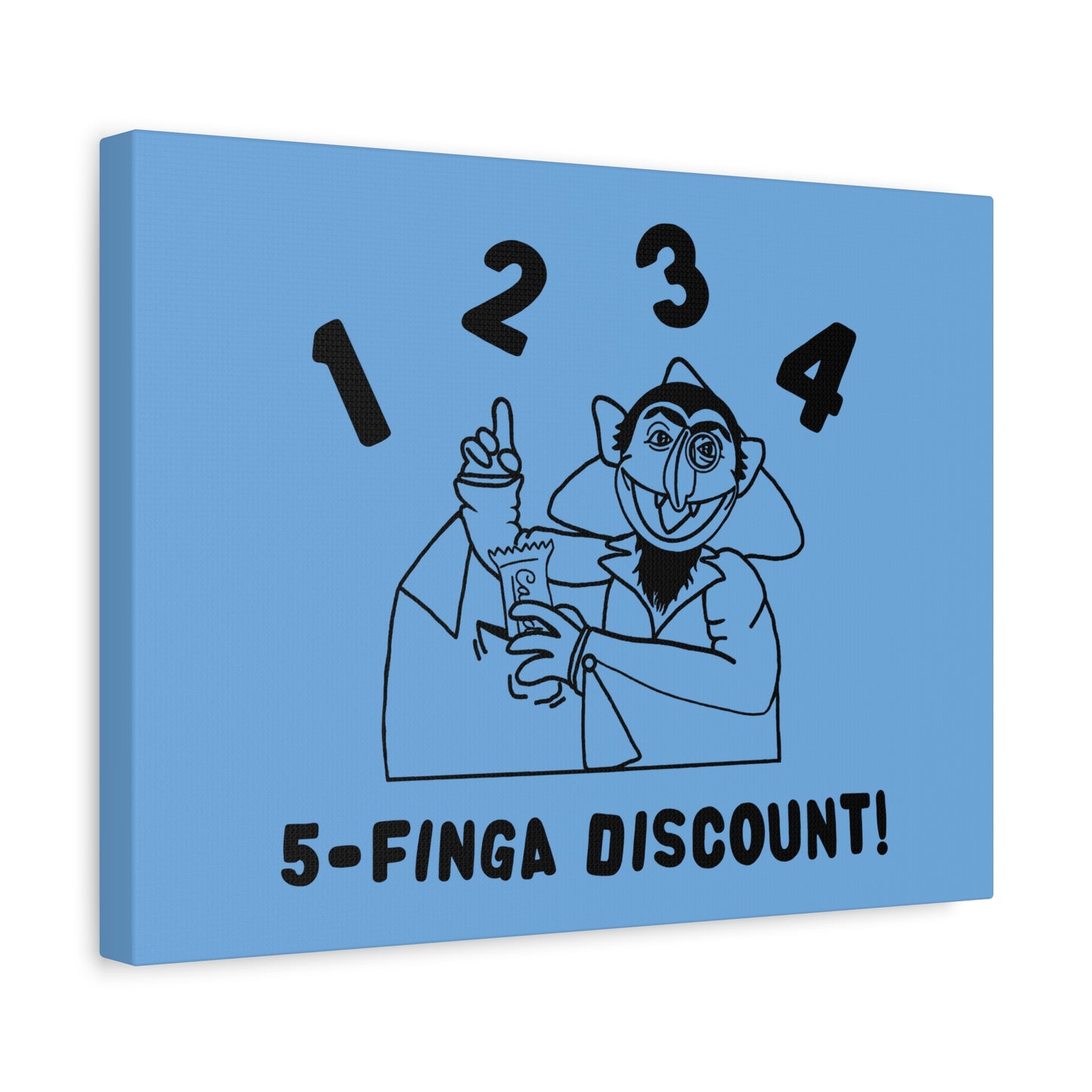 Five Finger Discount Outline Canvas Print Light Blue - Sesame Street The Count Parody Art Print