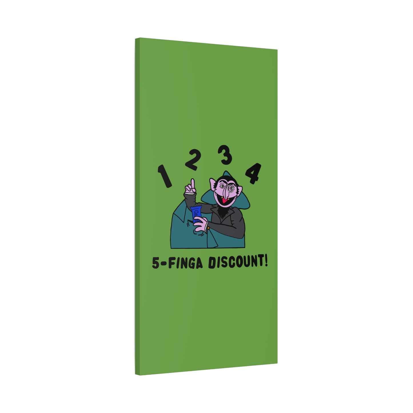 Five Finger Discount Canvas Print Green - Sesame Street The Count Parody Art Print