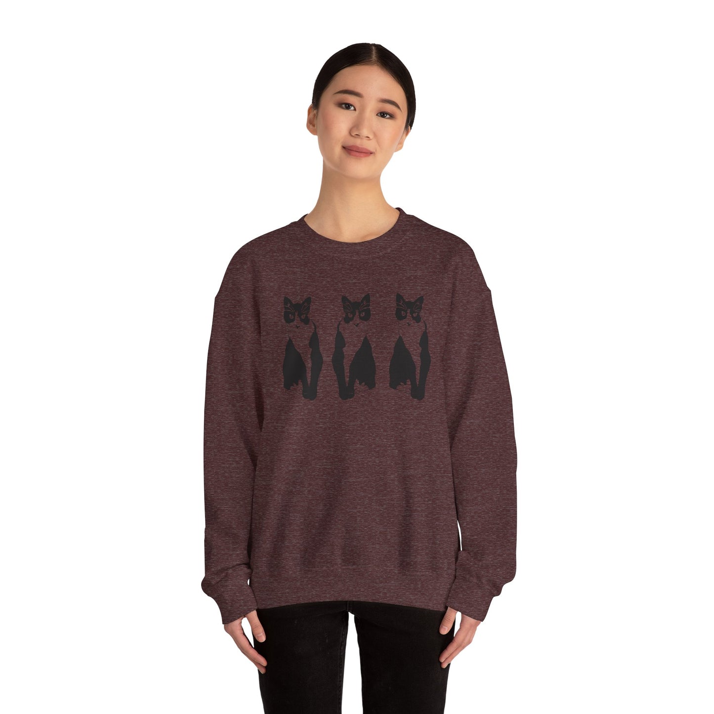 Cat x3 Sweatshirt (Transparent Style Cat) - Cat Drawing Sweatshirt