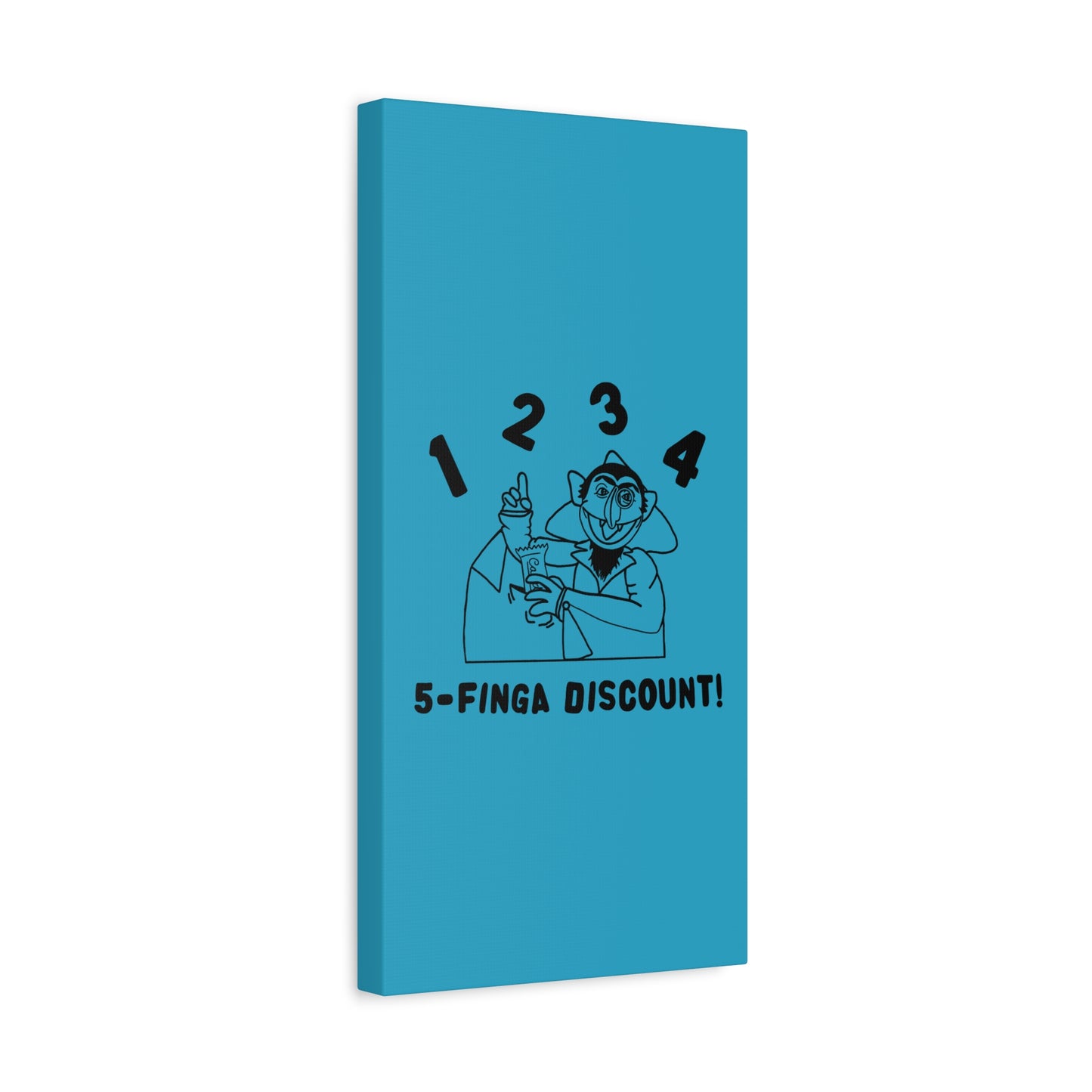 Five Finger Discount Outline Canvas Print Turquoise - Sesame Street The Count Parody Art Print