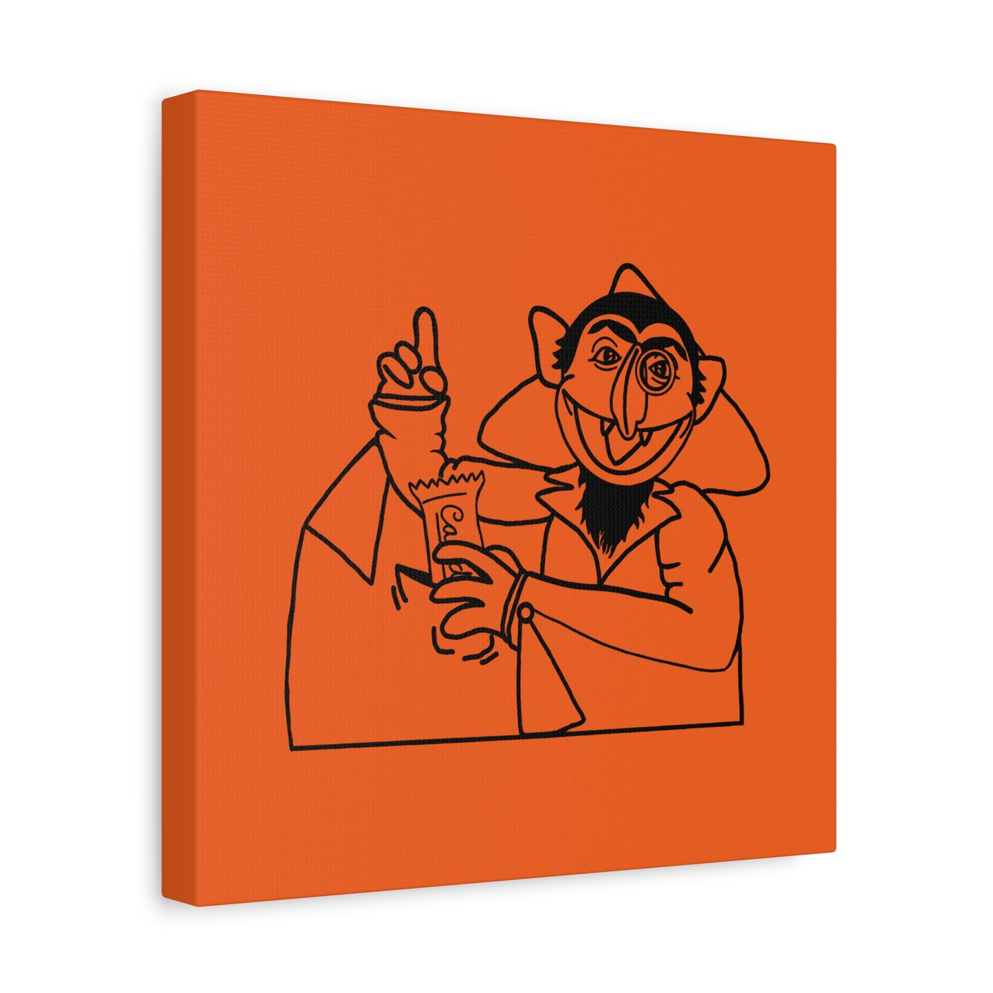 The Count Stealing Candy Outline Canvas Print Orange - Sesame Street The Count Parody Art Print