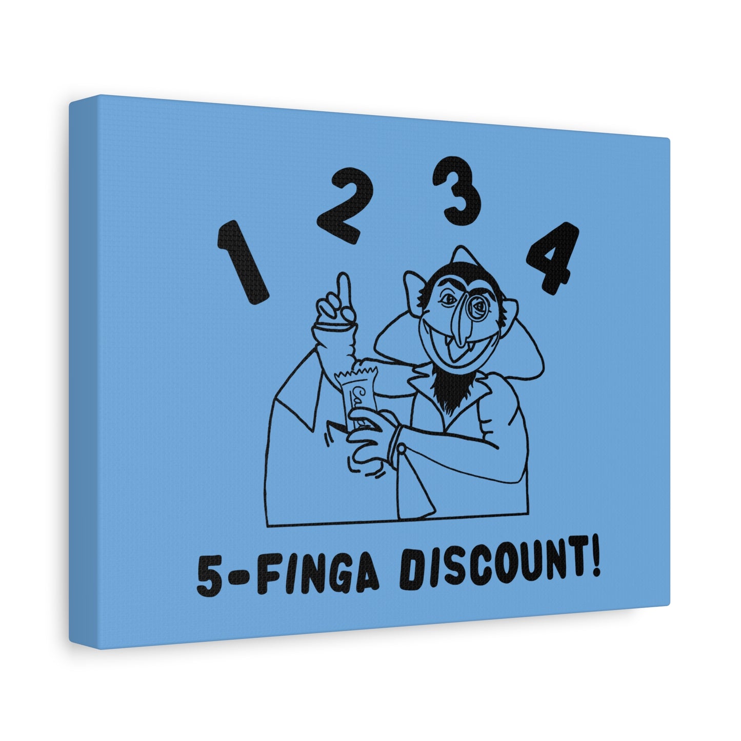 Five Finger Discount Outline Canvas Print Light Blue - Sesame Street The Count Parody Art Print