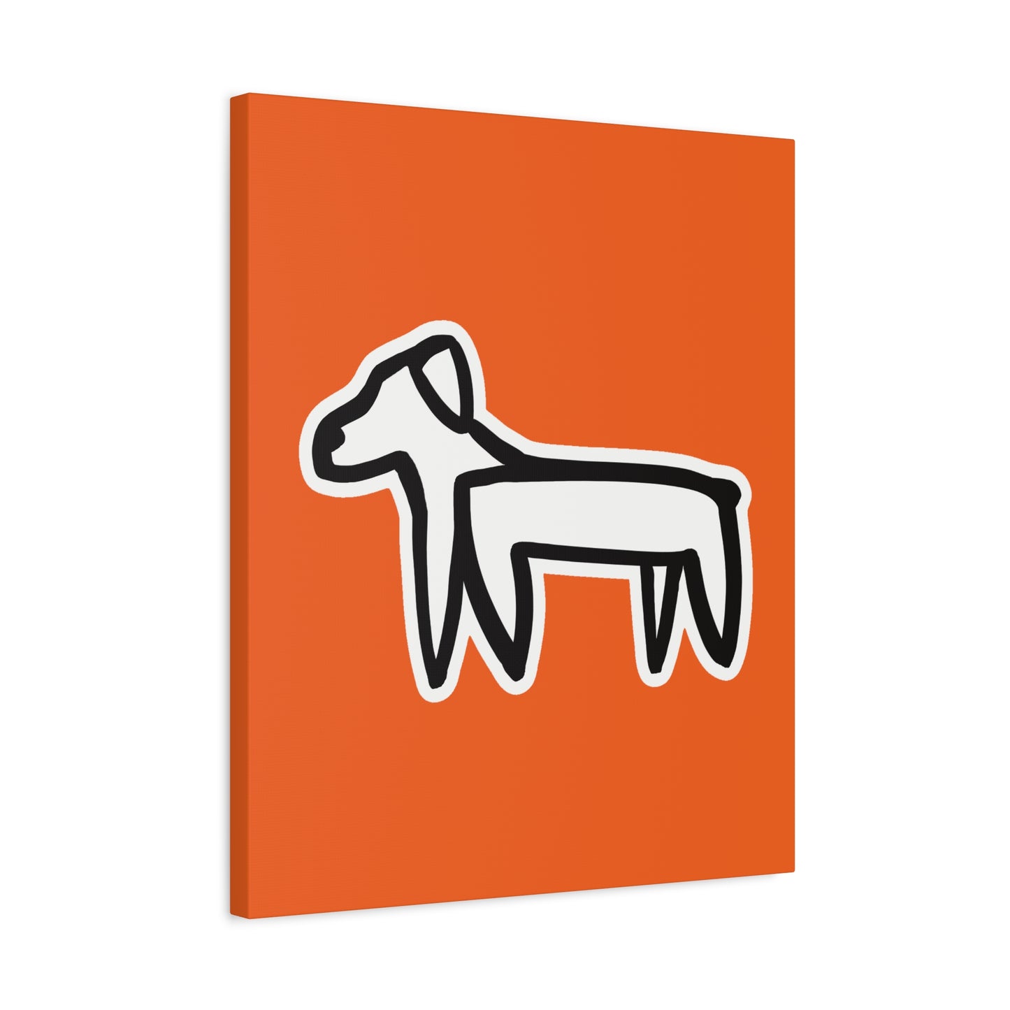 Dog Canvas Print on Orange (Sticker Style White Dog) - Dog Art Print