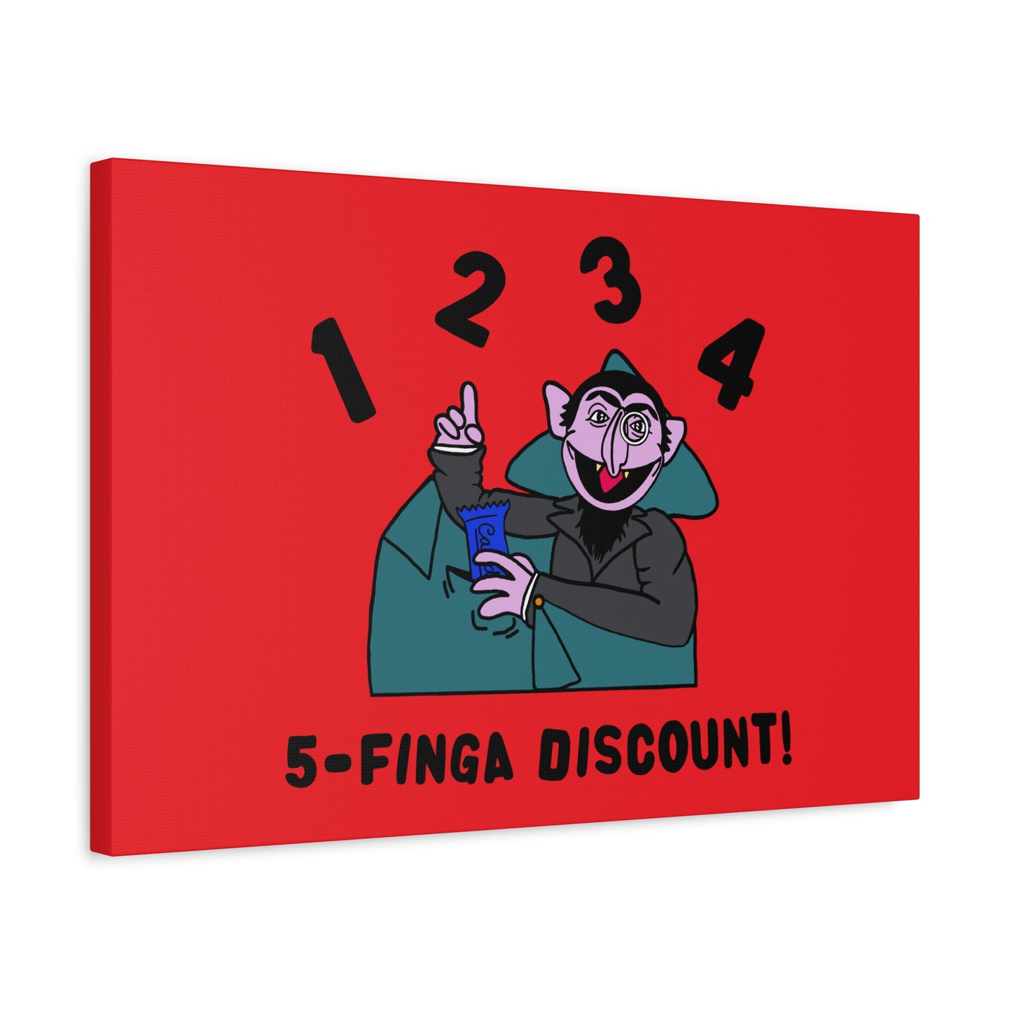 Five Finger Discount Canvas Print Red - Sesame Street The Count Parody Art Print