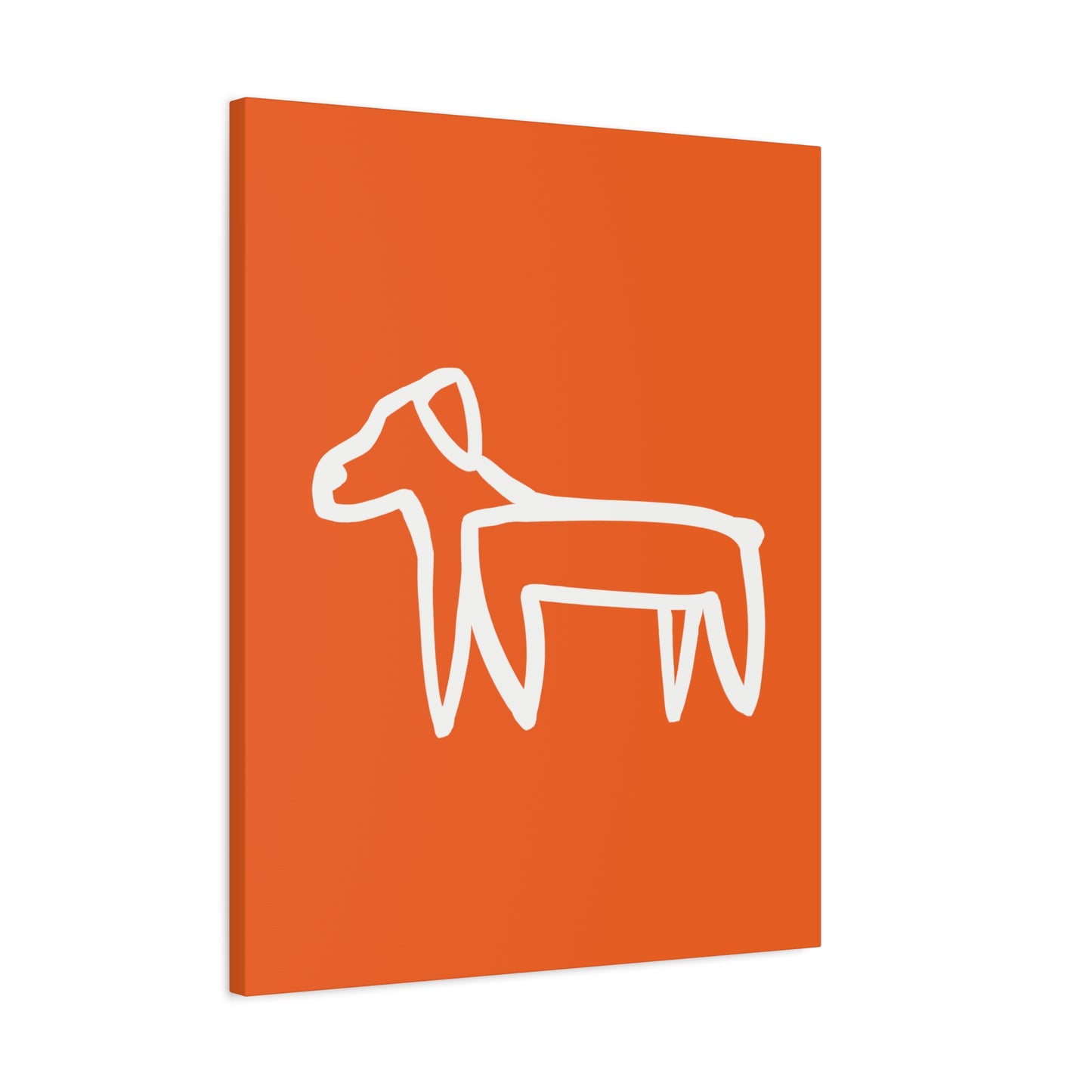 Dog Canvas Print on Orange (Transparent Style White Dog) - Dog Art Print