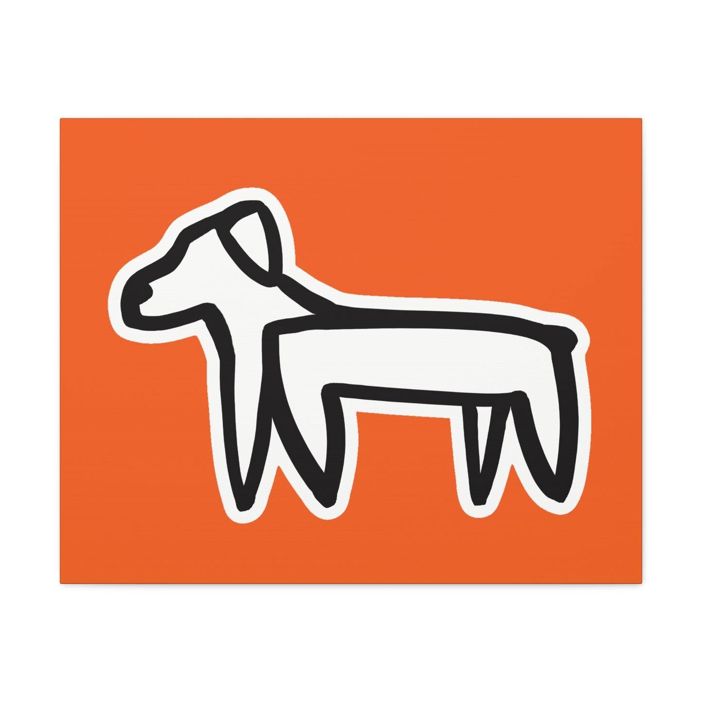 Dog Canvas Print on Orange (Sticker Style White Dog) - Dog Art Print