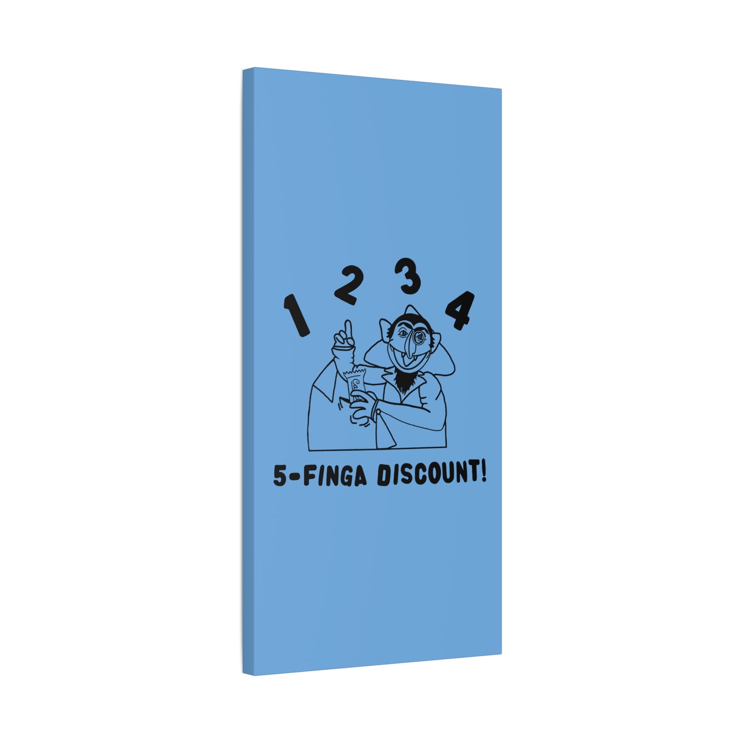 Five Finger Discount Outline Canvas Print Light Blue - Sesame Street The Count Parody Art Print