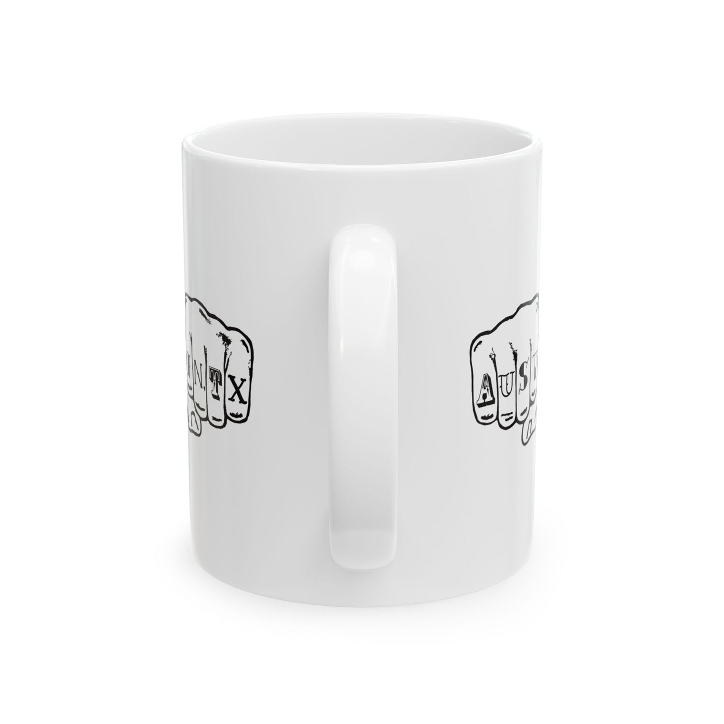 Austin Texas Knuckle Tats Tattooed Fists Mug