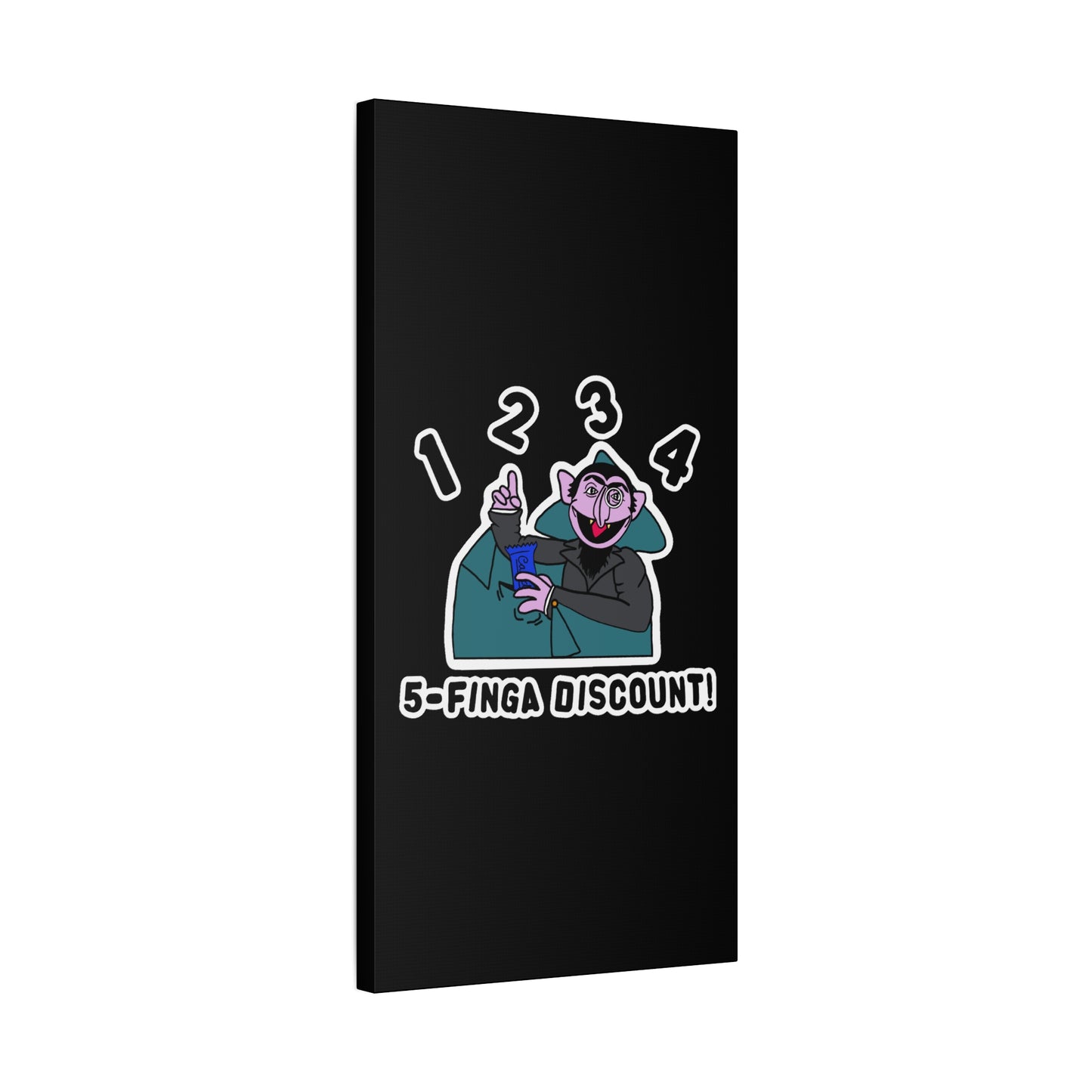Five Finger Discount Canvas Print Black - Sesame Street The Count Parody Art Print