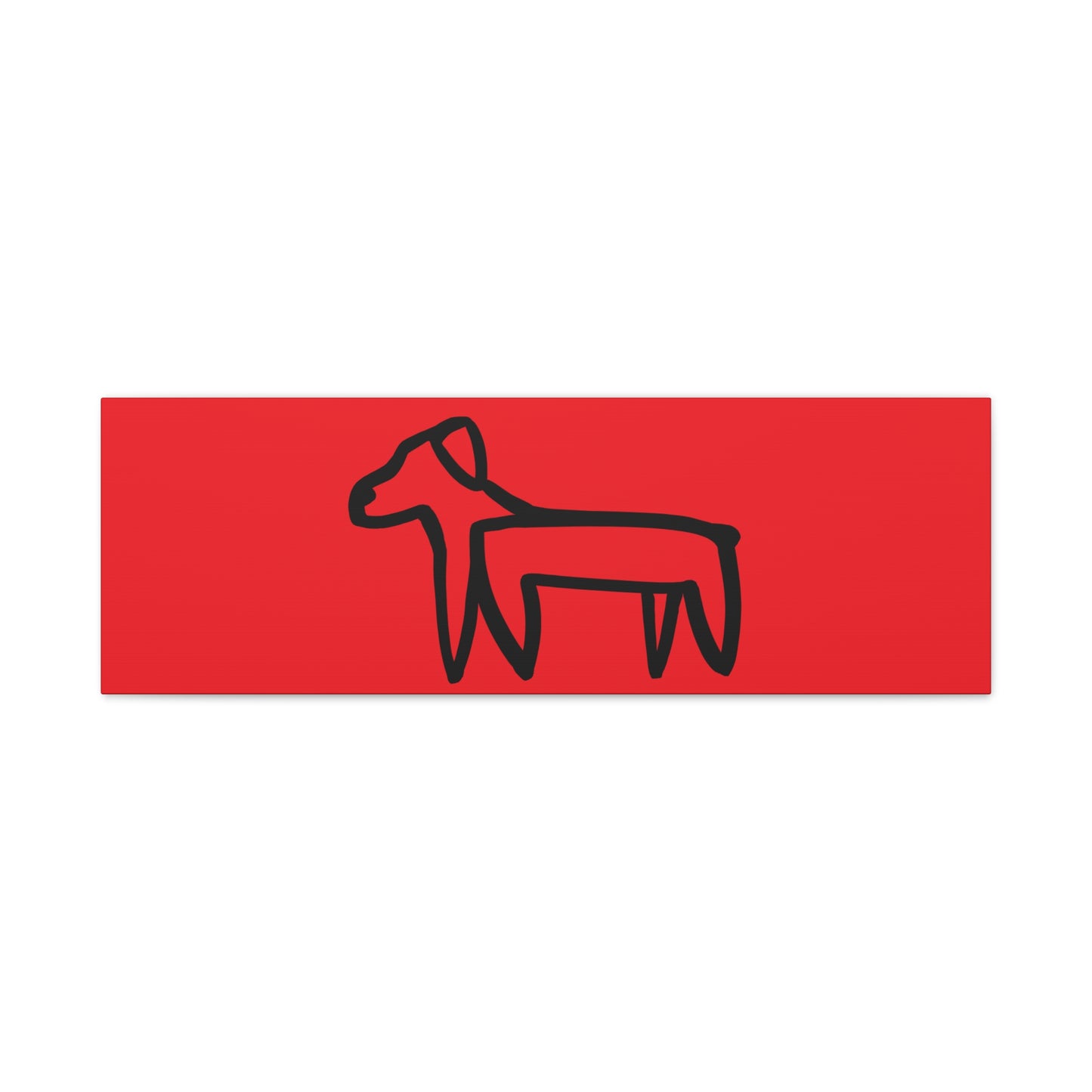 Dog Canvas Print on Red (Transparent Style Black Dog) - Dog Drawing Canvas