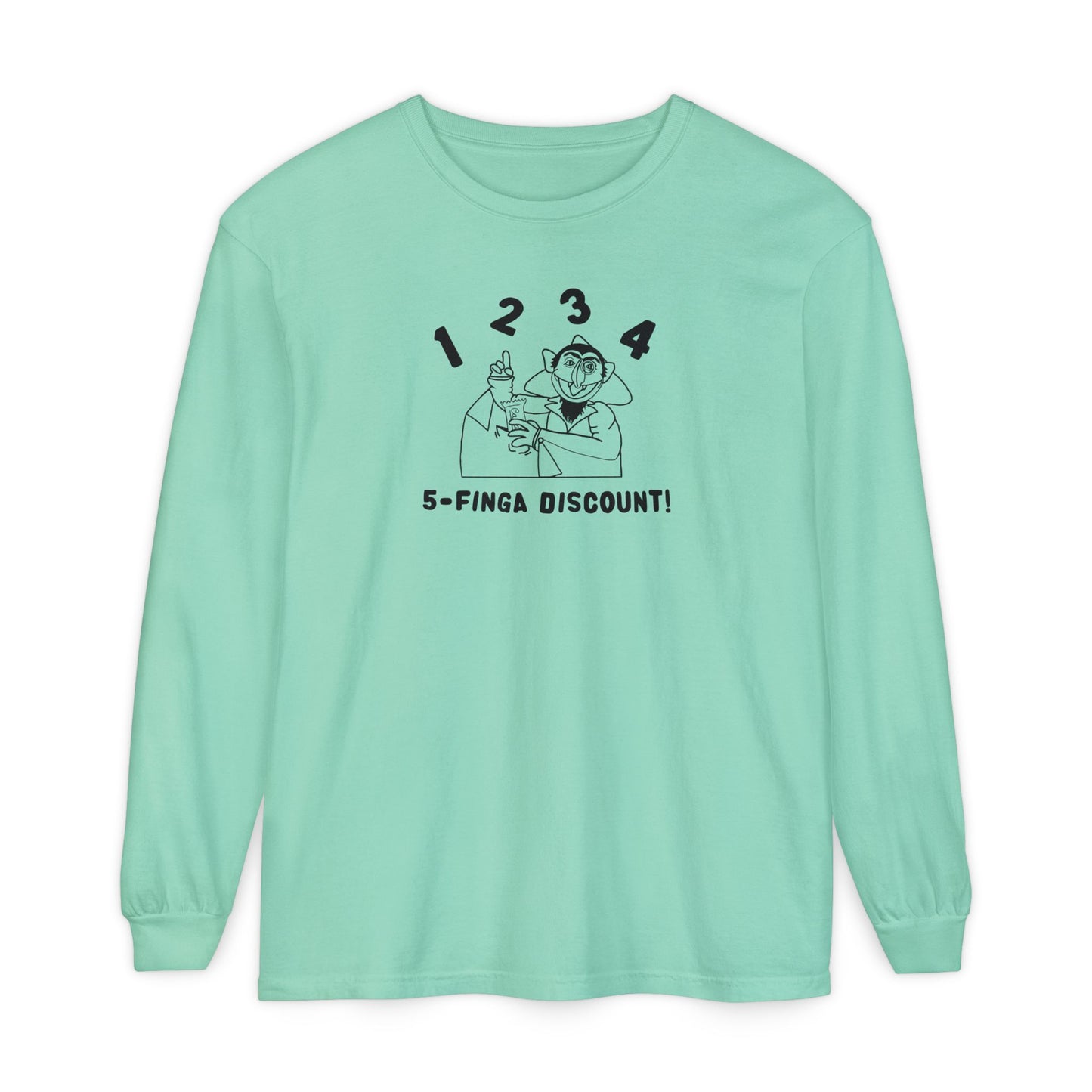 Five Finger Discount Outline Long Sleeve Tee - Sesame Street The Count Parody Shirt