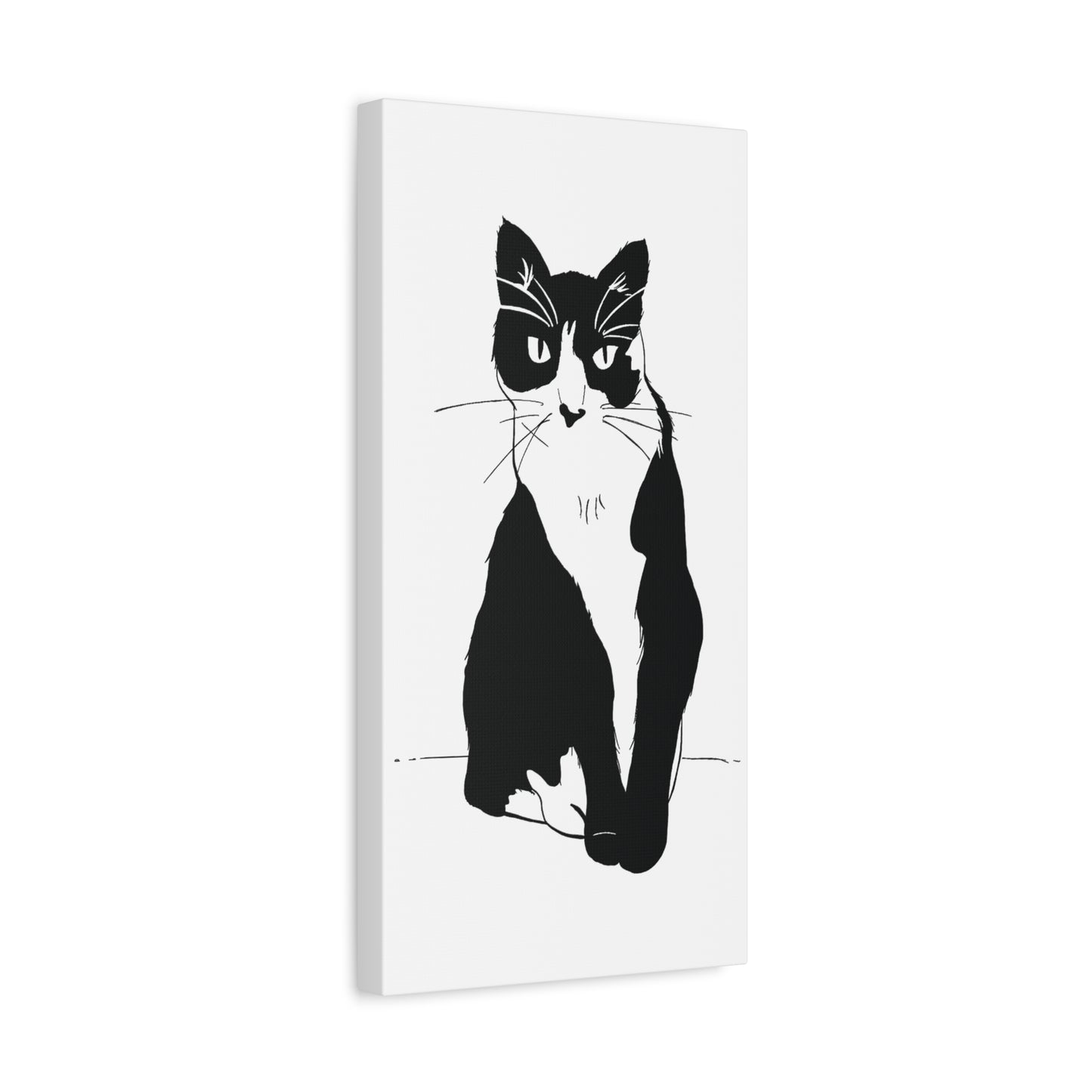 Cat Canvas Print on White (Transparent Style Cat) - Cat Drawing Art