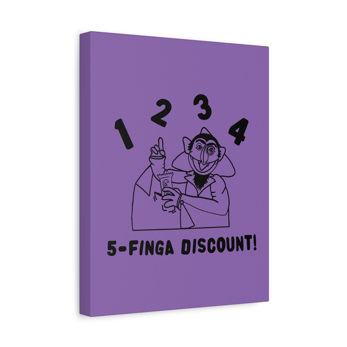 Five Finger Discount Outline Canvas Print Light Purple - Sesame Street The Count Parody Art Print