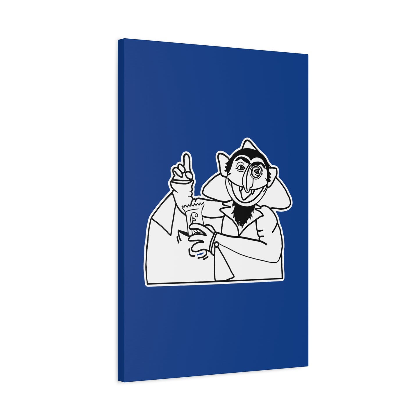 The Count Stealing Candy Outline Canvas Print Dark Blue - Sesame Street The Count Parody Art