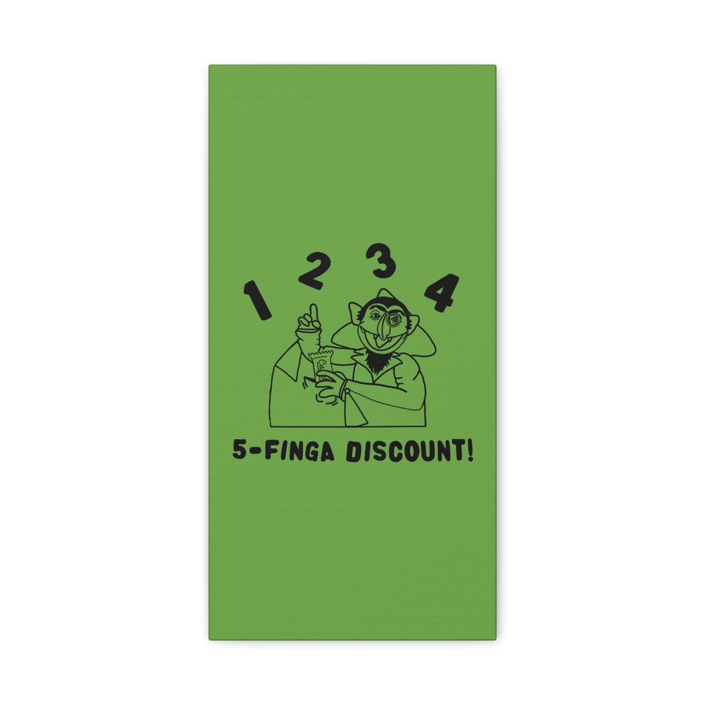 Five Finger Discount Outline Canvas Print Green - Sesame Street The Count Parody Art Print