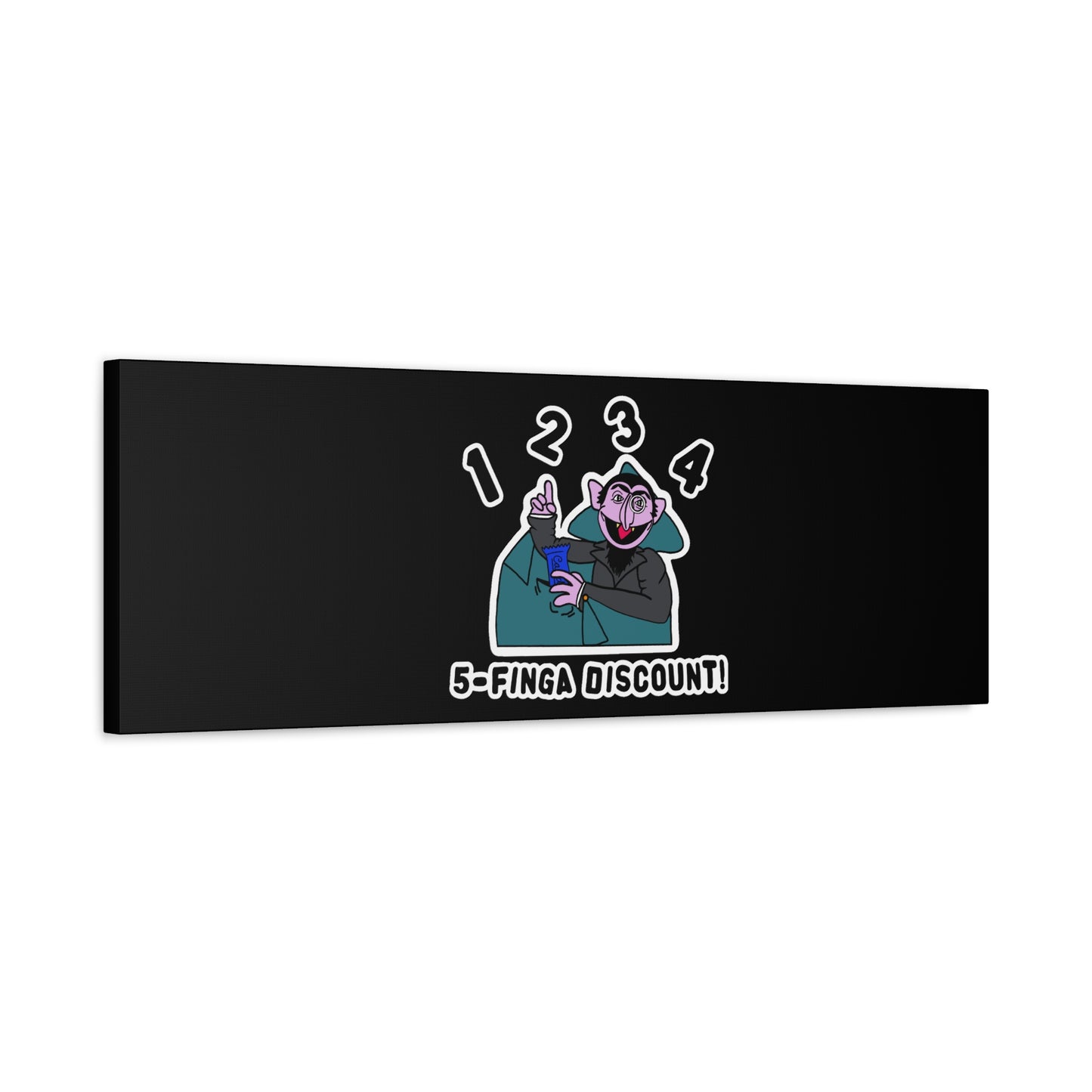 Five Finger Discount Canvas Print Black - Sesame Street The Count Parody Art Print
