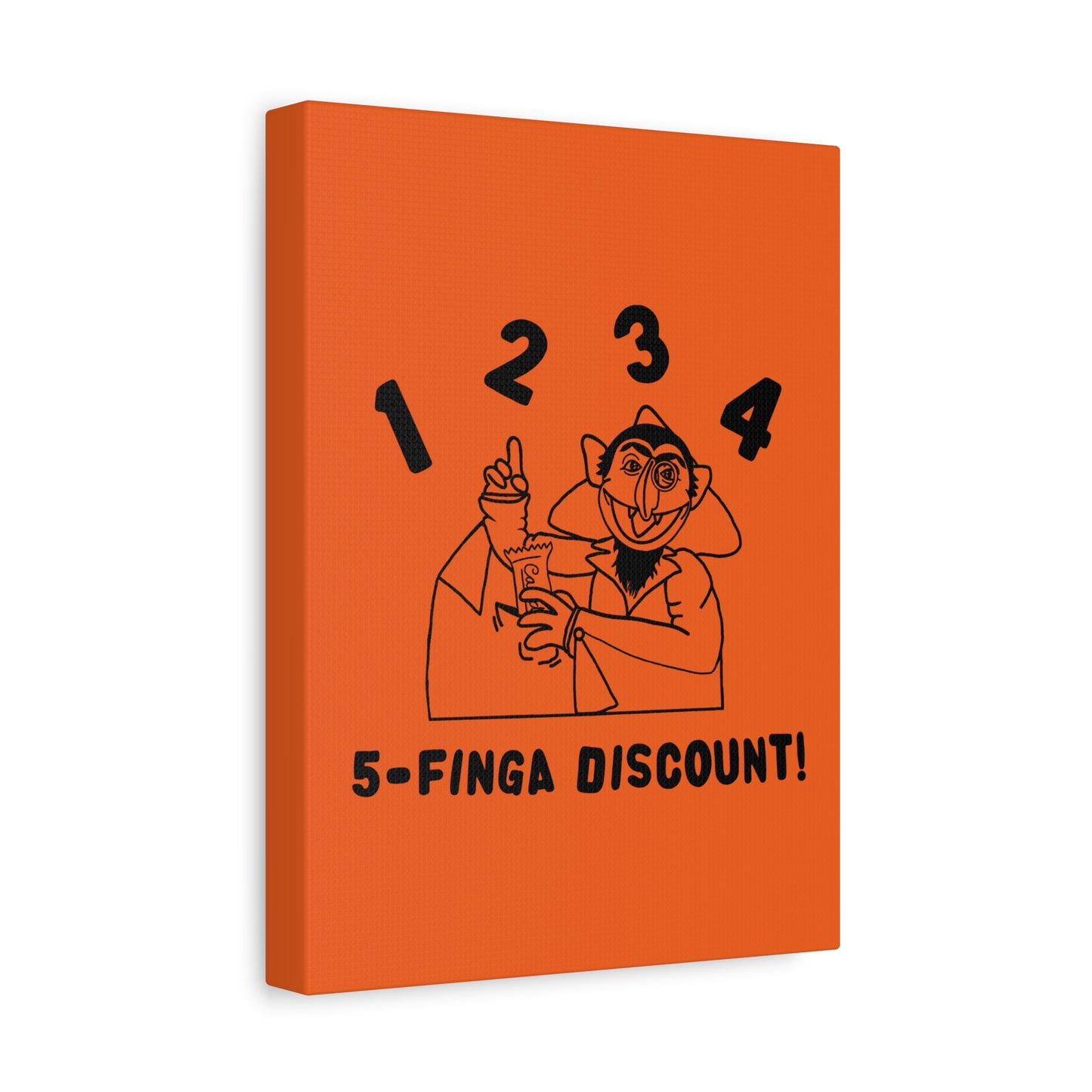 Five Finger Discount Outline Canvas Print Orange - Sesame Street The Count Parody Art Print