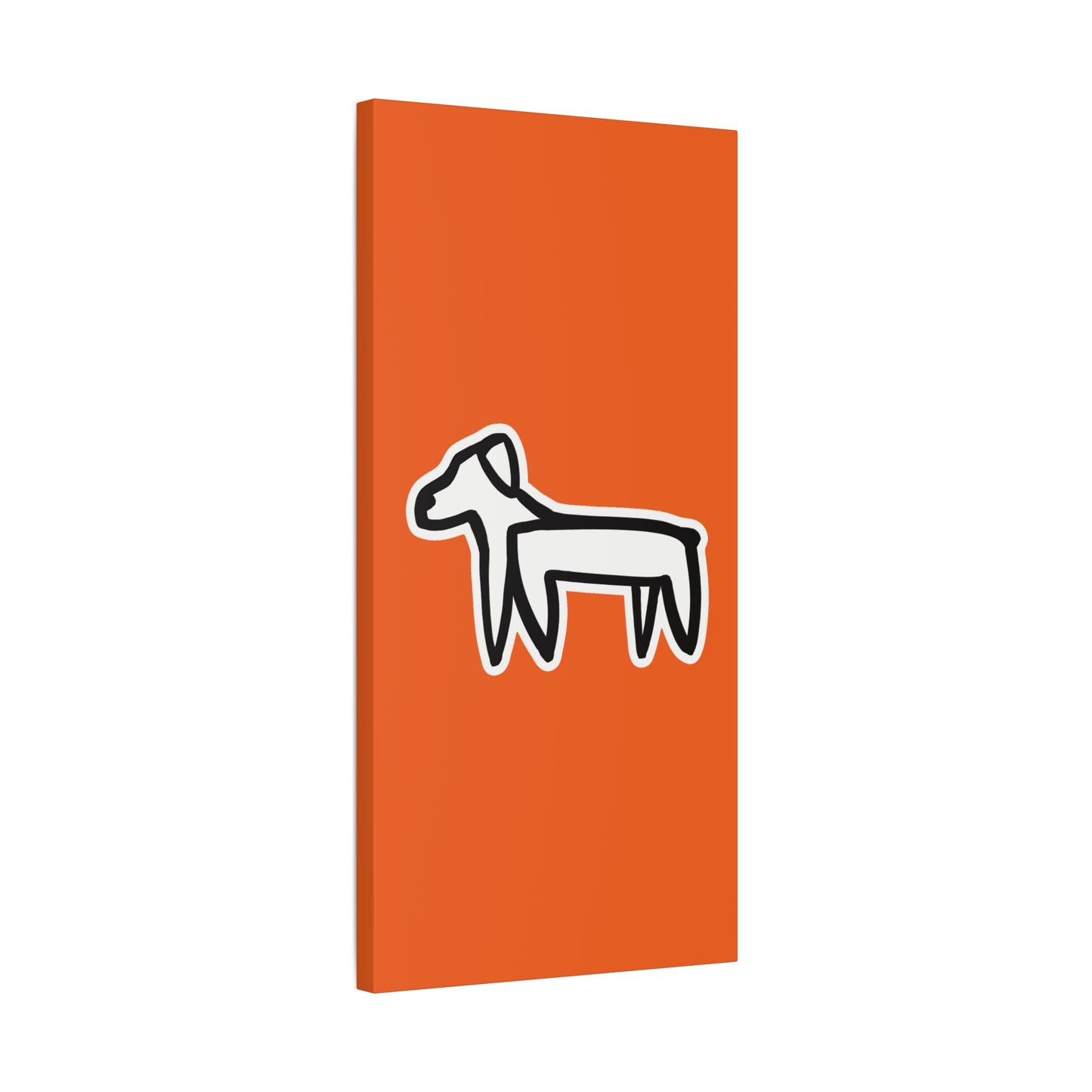 Dog Canvas Print on Orange (Sticker Style White Dog) - Dog Art Print