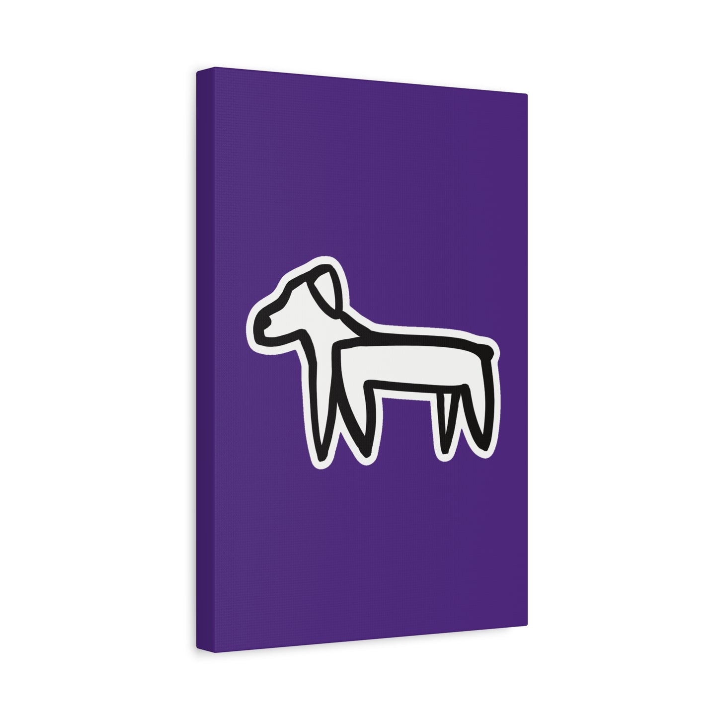 Dog Canvas Print on Purple (Sticker Style White Dog) - Dog Art Print