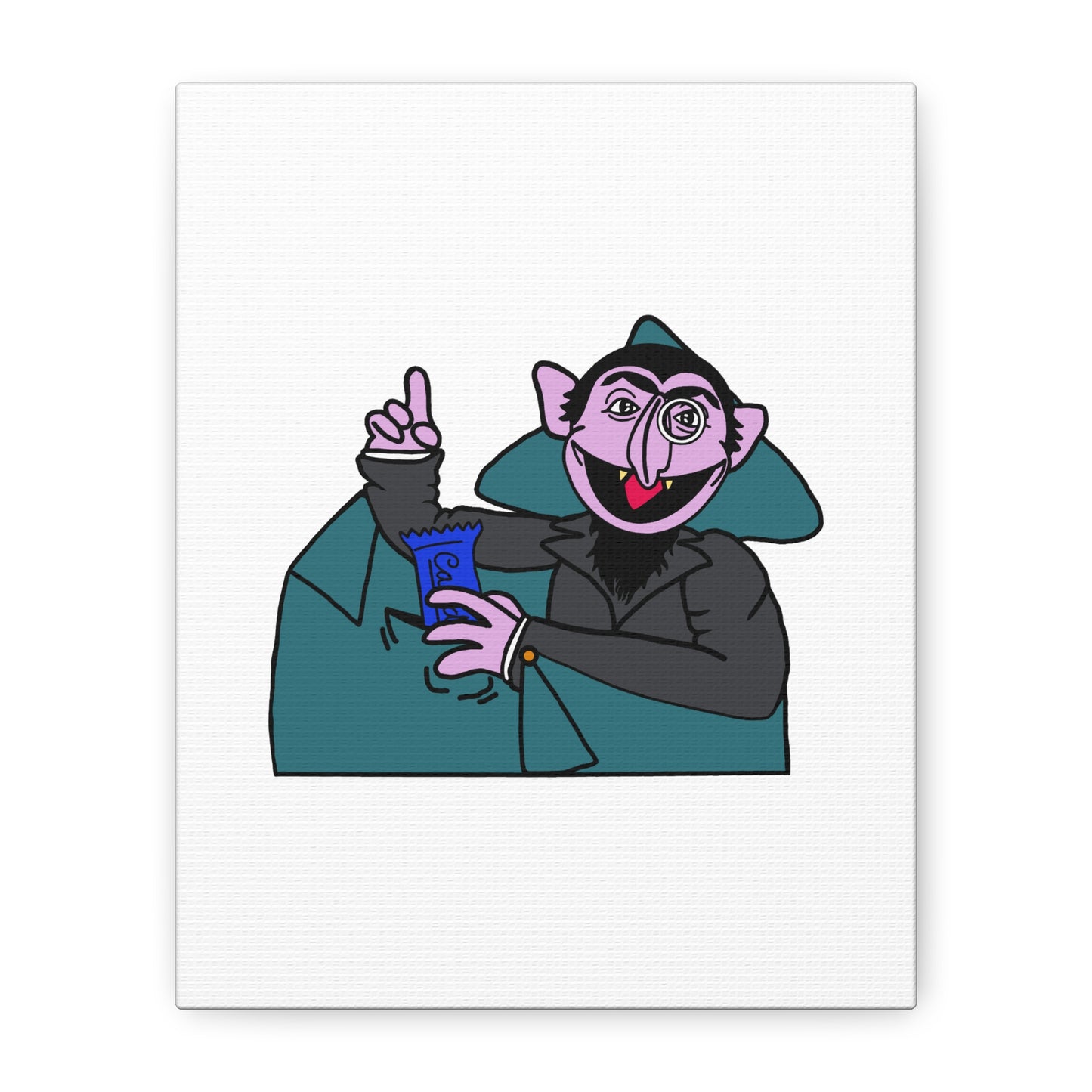 The Count Stealing Candy Canvas Print White - Sesame Street The Count Parody Art