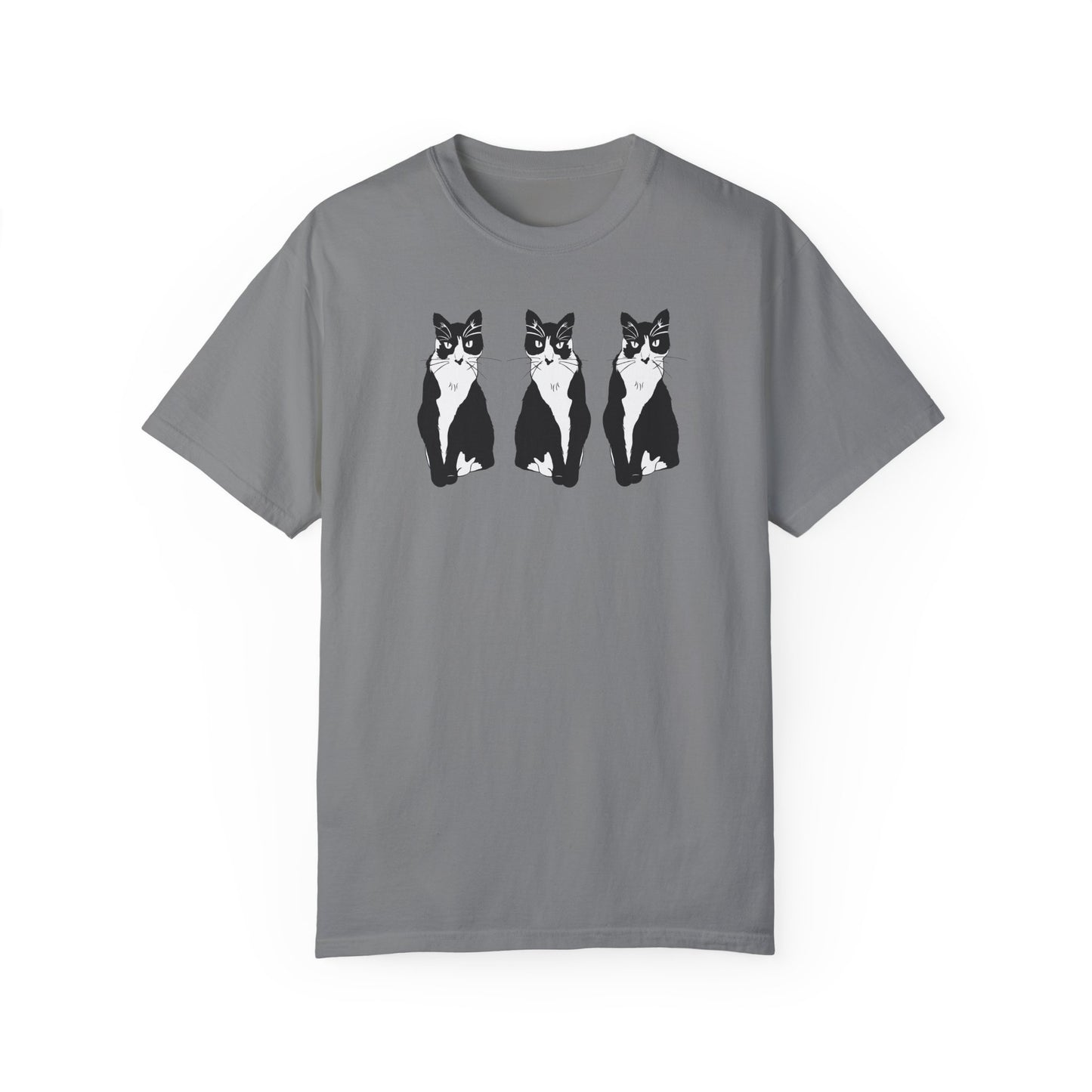 Cat x3 Tee (B&W Style Cat) - Cat Drawing Shirt