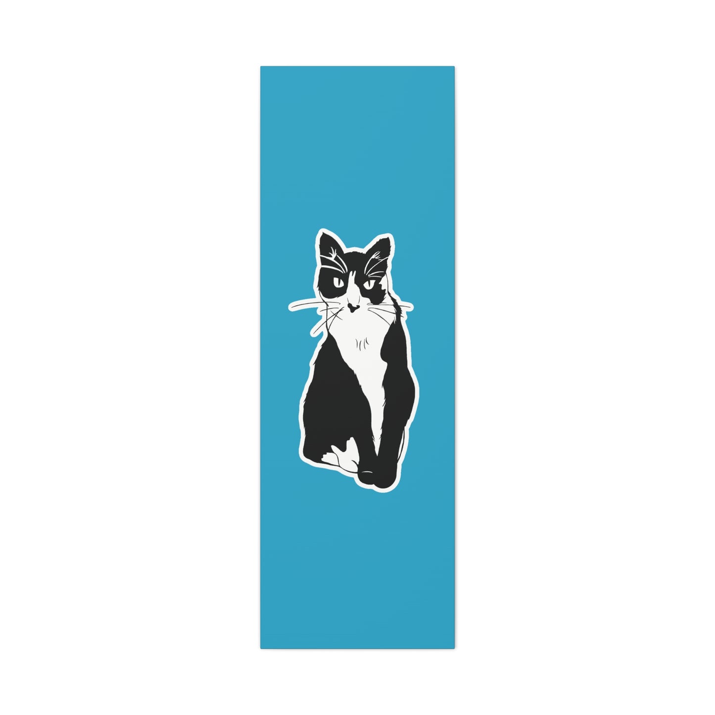 Cat Canvas Print on Turquoise (Sticker Style Cat) - Cat Drawing Art