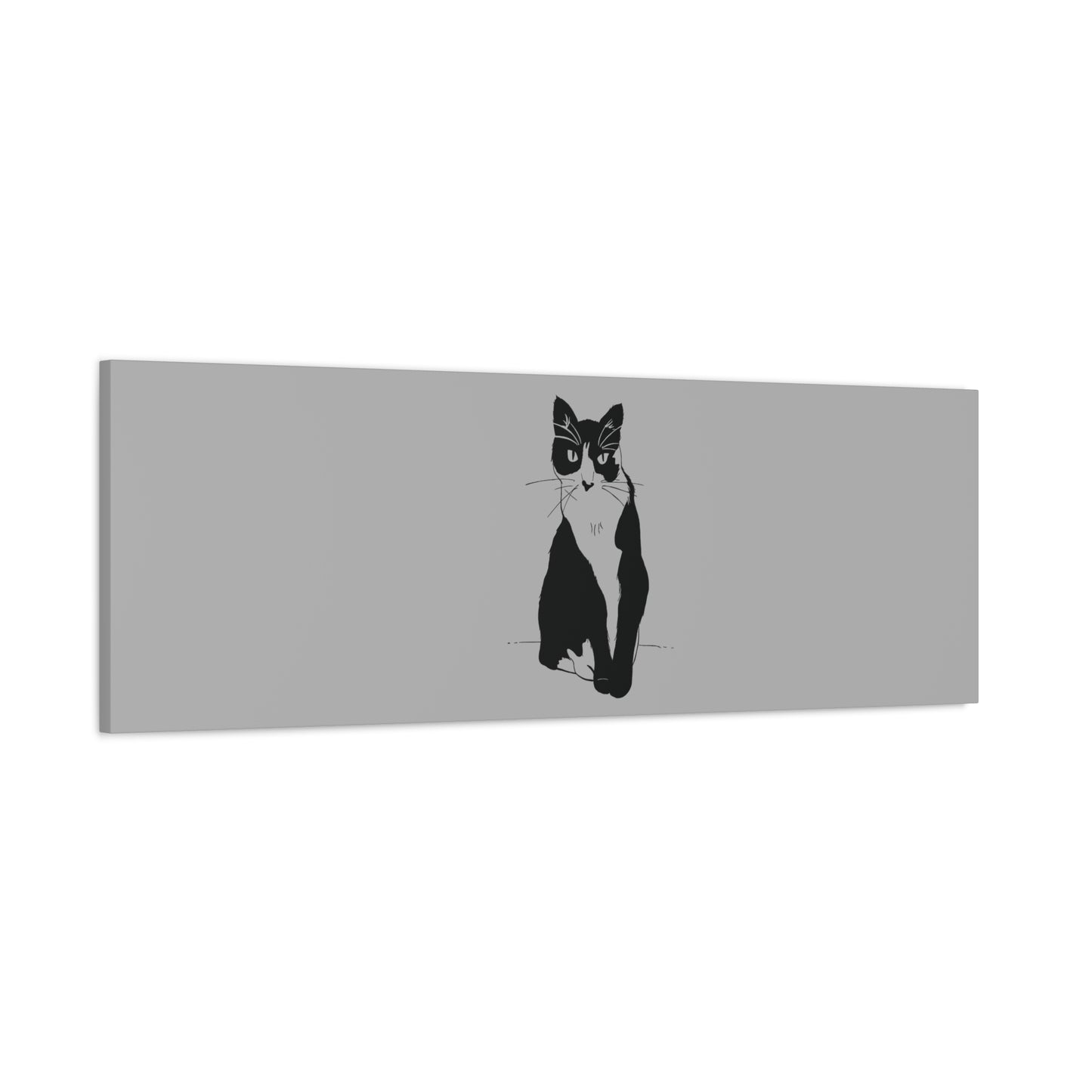 Cat Canvas Print on Grey (Transparent Style Cat) - Cat Drawing Art