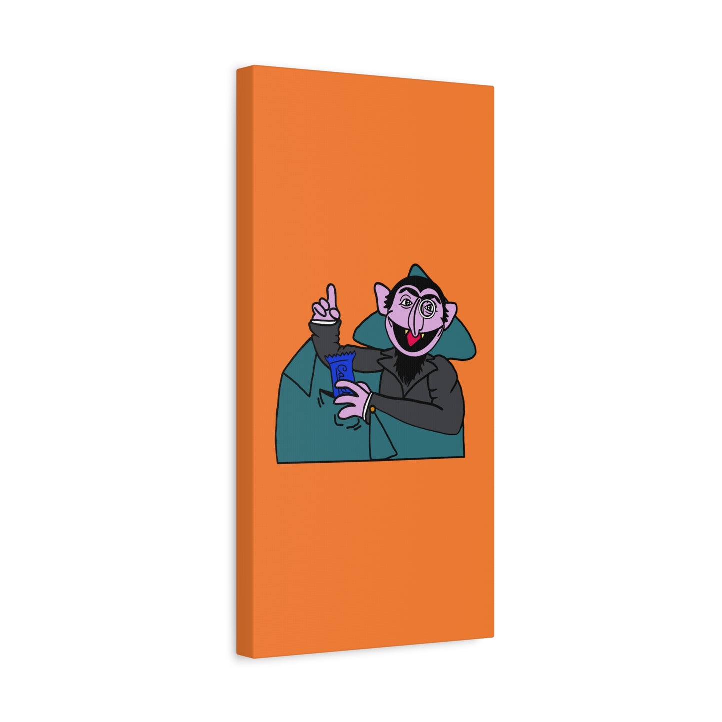 The Count Stealing Candy Canvas Print Orange - Sesame Street The Count Parody Art