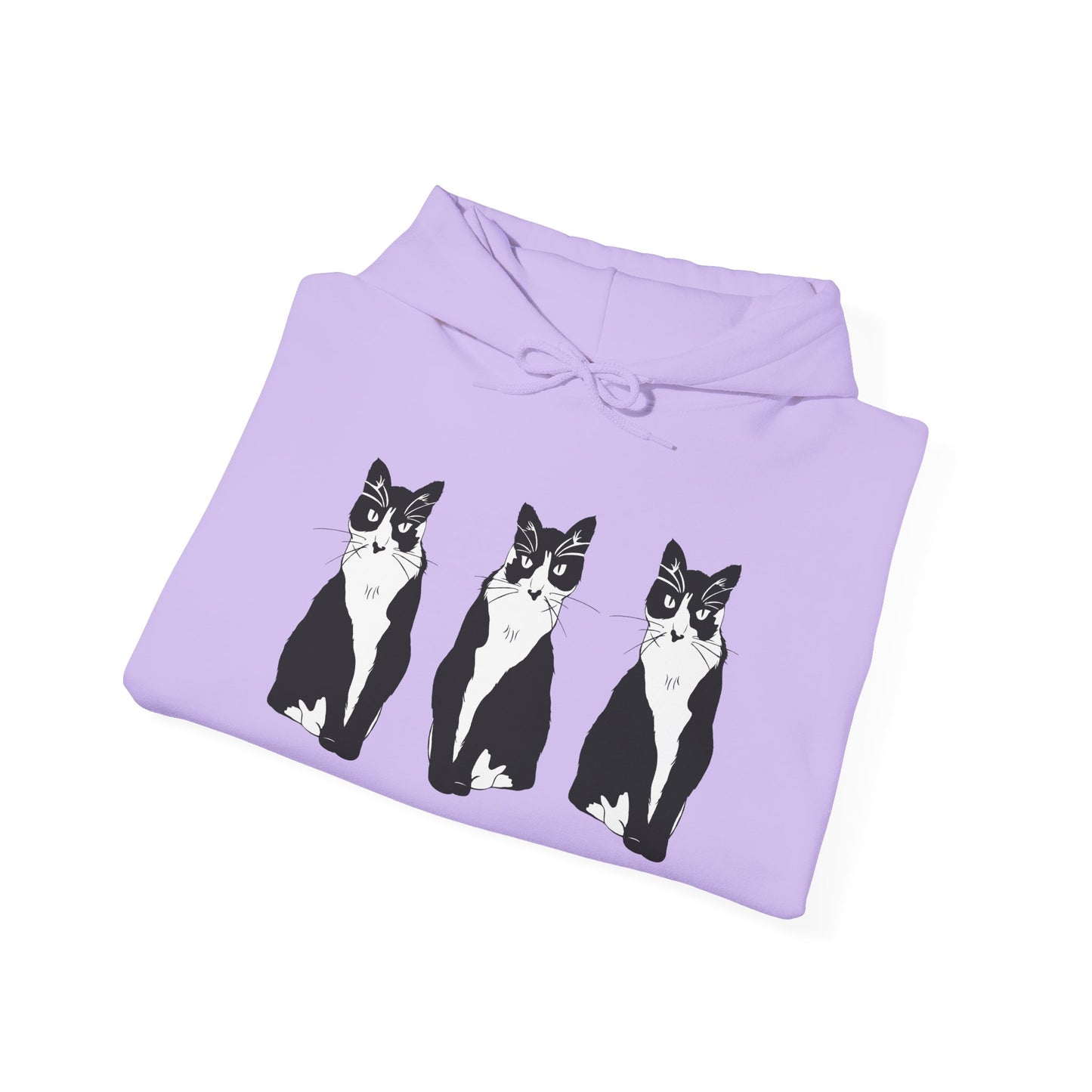 Cat x3 Hoodie (B&W Style Cat) - Cat Hooded Sweatshirt
