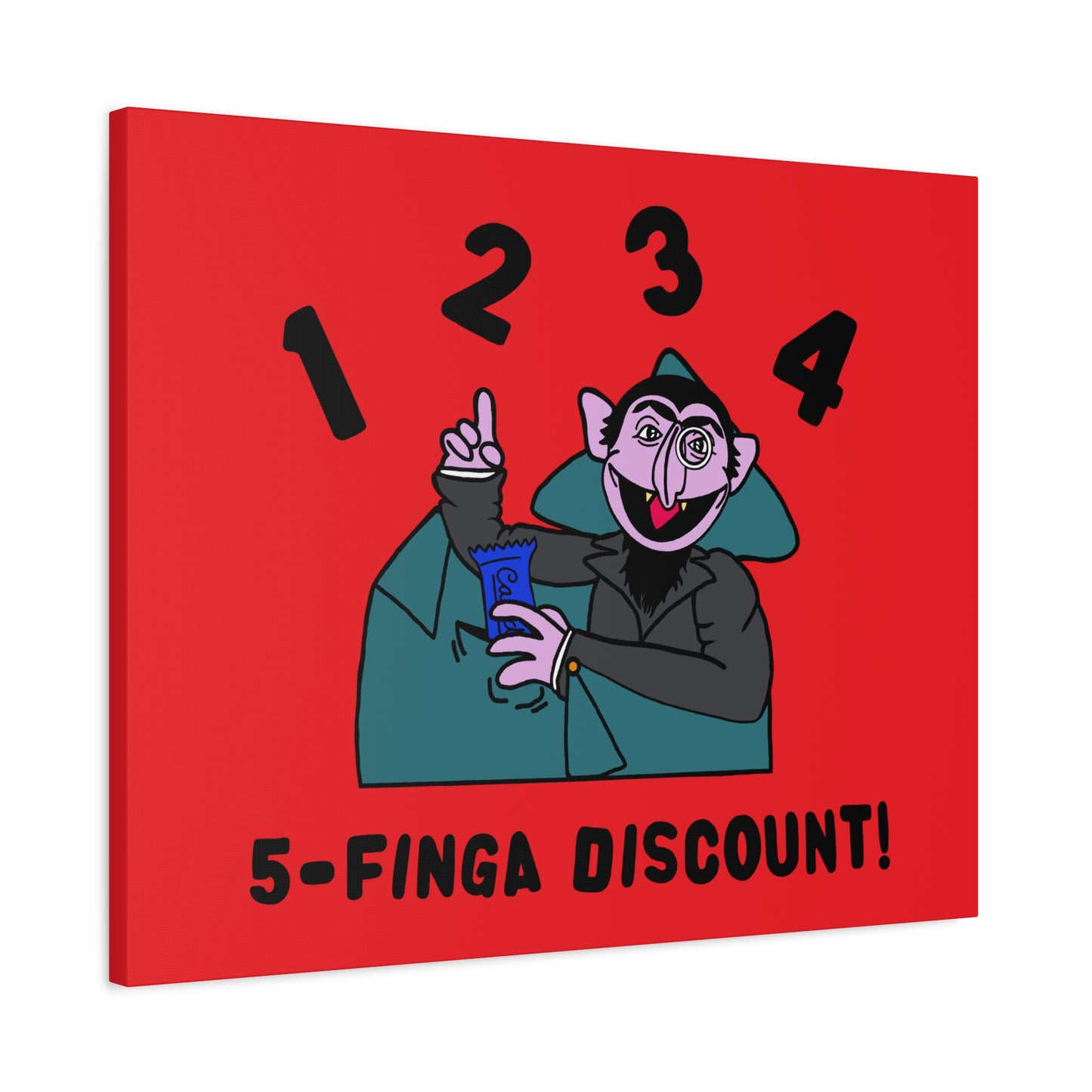 Five Finger Discount Canvas Print Red - Sesame Street The Count Parody Art Print