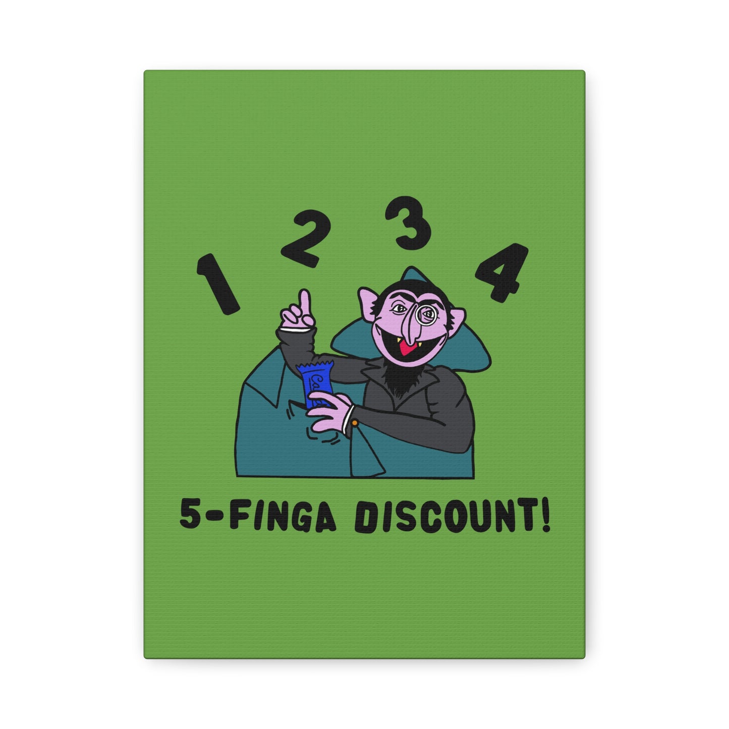 Five Finger Discount Canvas Print Green - Sesame Street The Count Parody Art Print