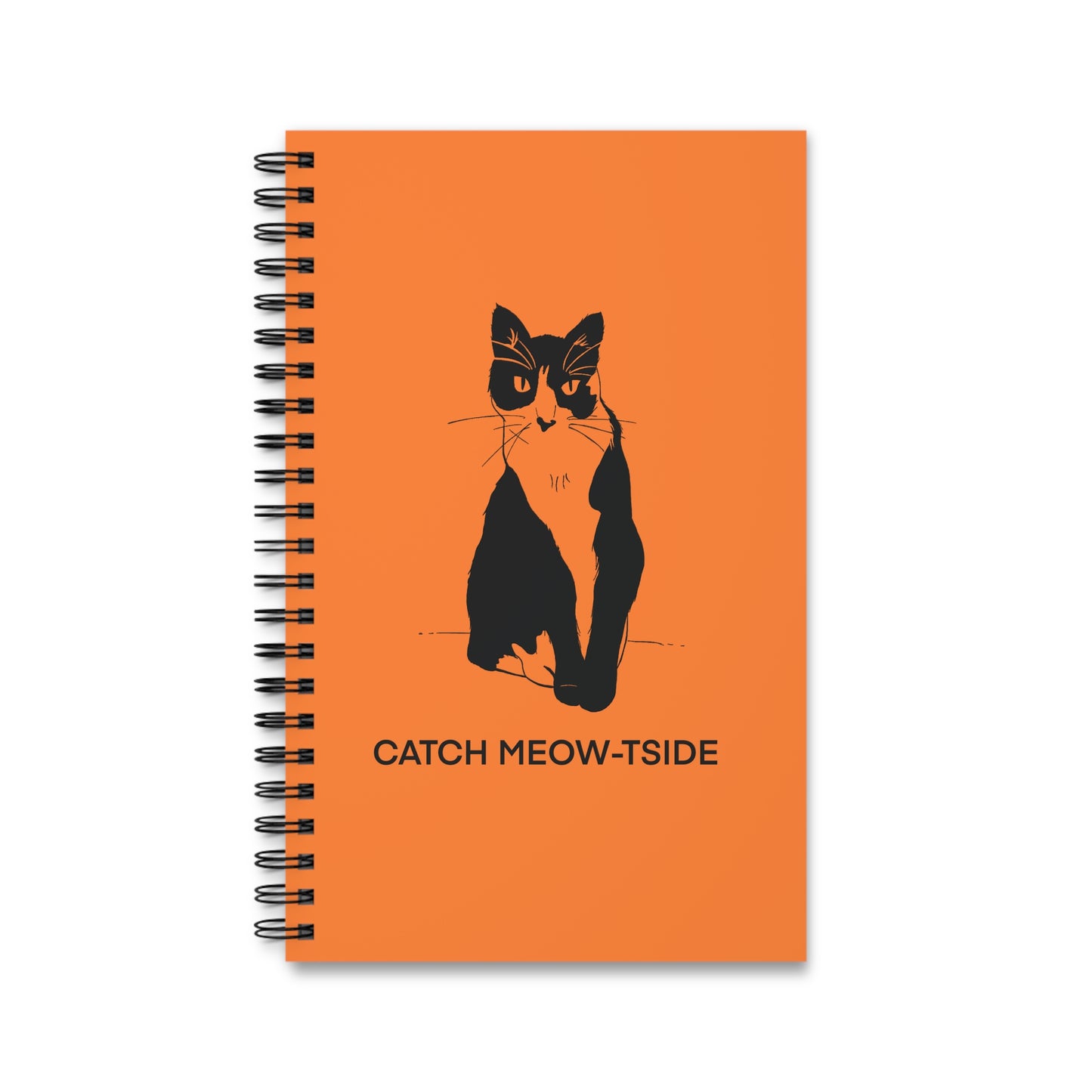 Catch Meow-tside Notebook in Light Orange (Transparent Style Cat) - Cat Spiral Notebook