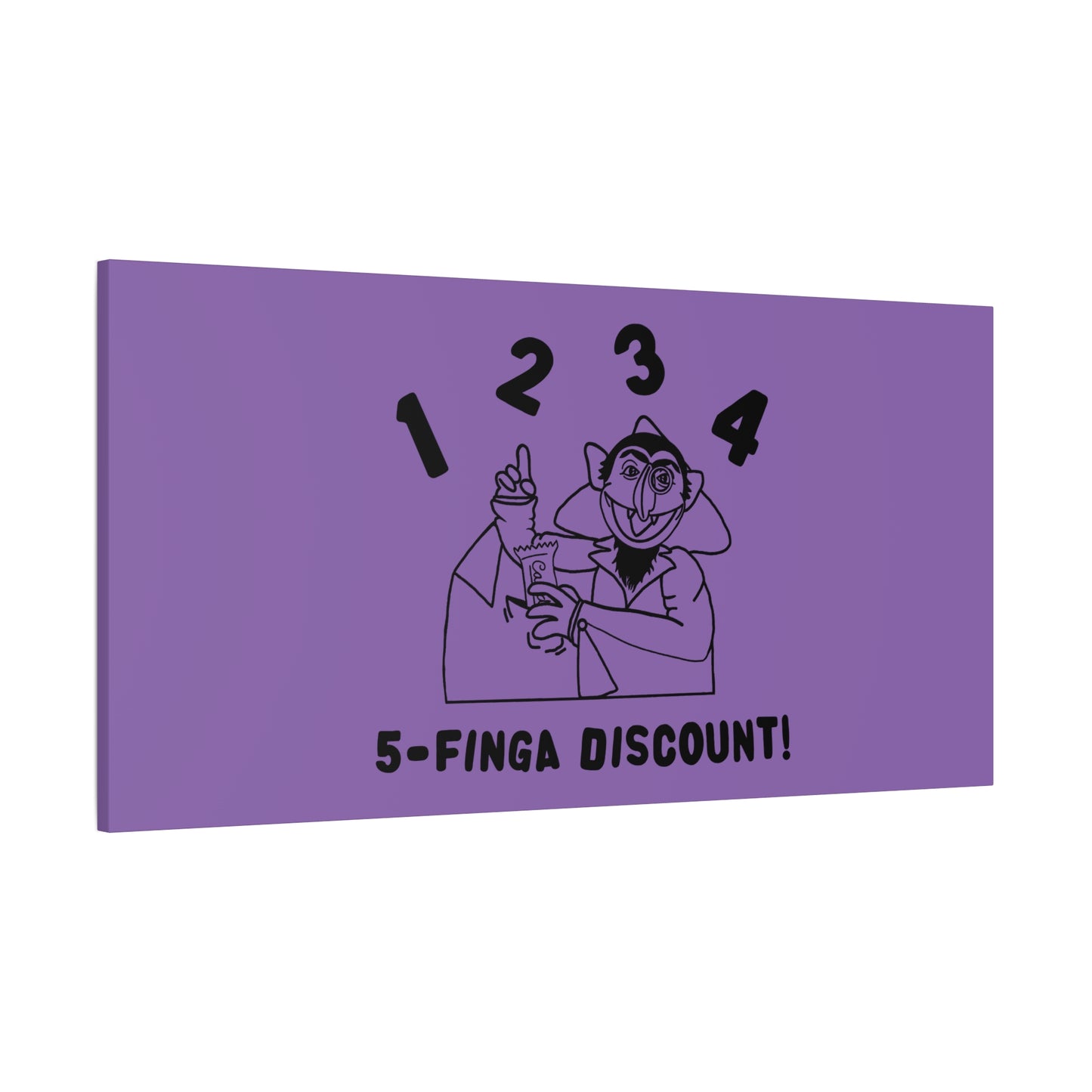 Five Finger Discount Outline Canvas Print Light Purple - Sesame Street The Count Parody Art Print