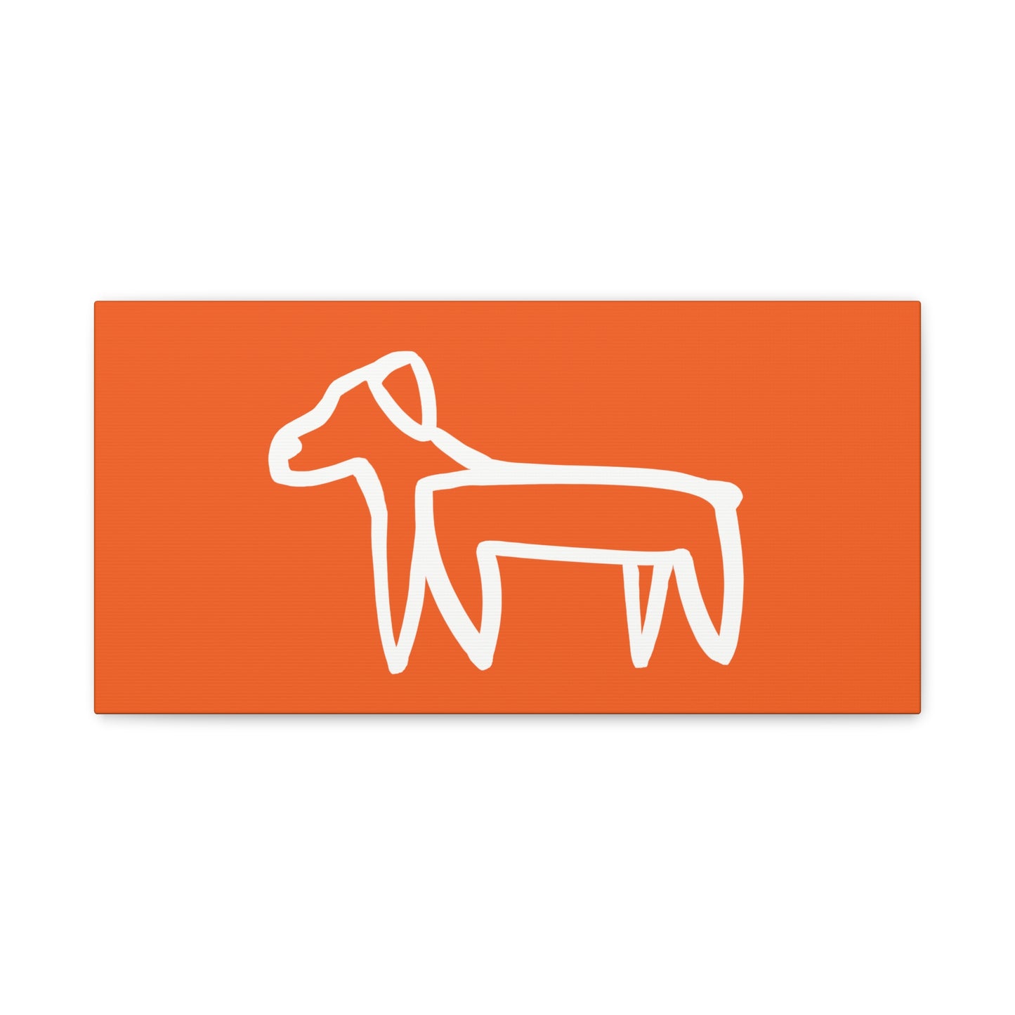 Dog Canvas Print on Orange (Transparent Style White Dog) - Dog Art Print