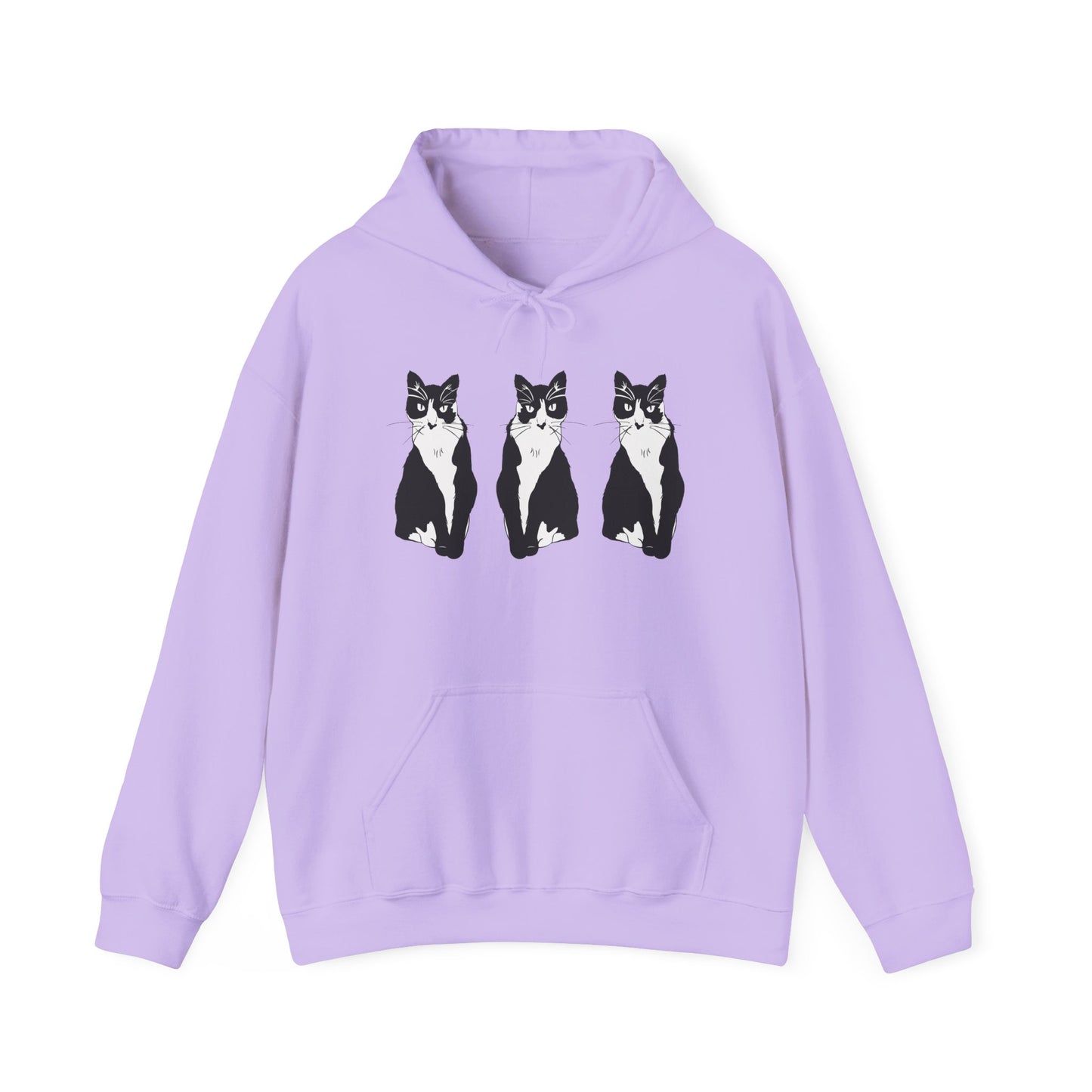 Cat x3 Hoodie (B&W Style Cat) - Cat Hooded Sweatshirt