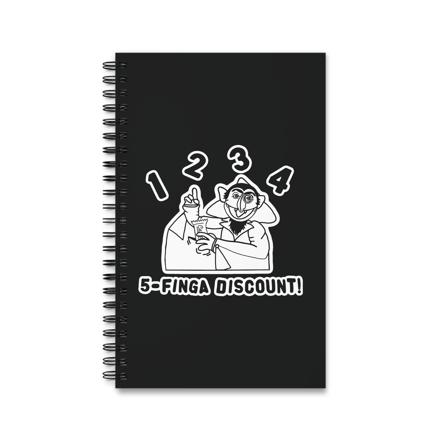 Five Finger Discount Outline Notebook Black - Sesame Street The Count Parody Notebook