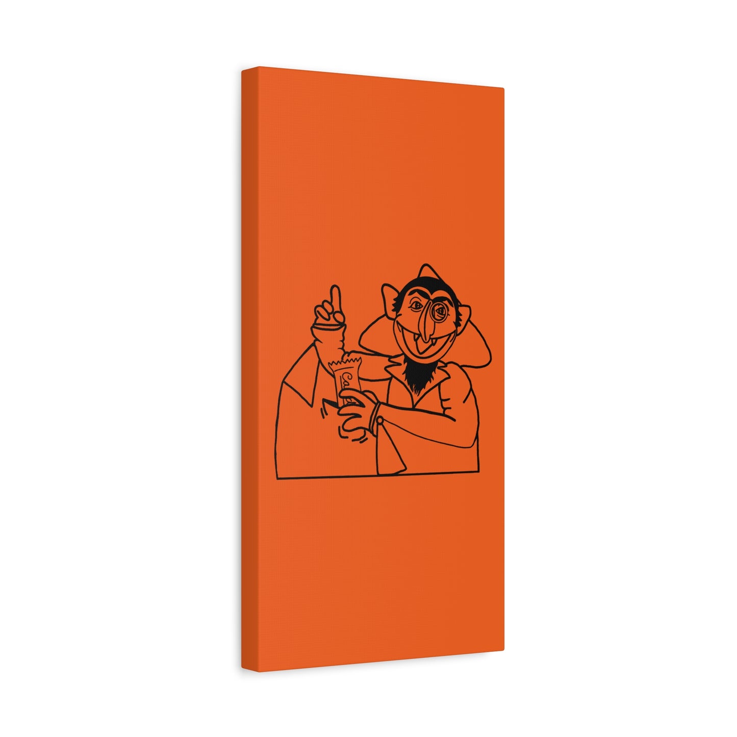 The Count Stealing Candy Outline Canvas Print Orange - Sesame Street The Count Parody Art Print