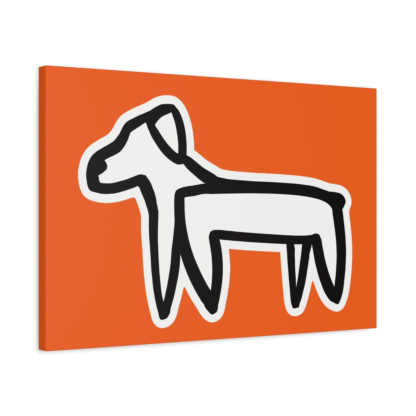 Dog Canvas Print on Orange (Sticker Style White Dog) - Dog Art Print