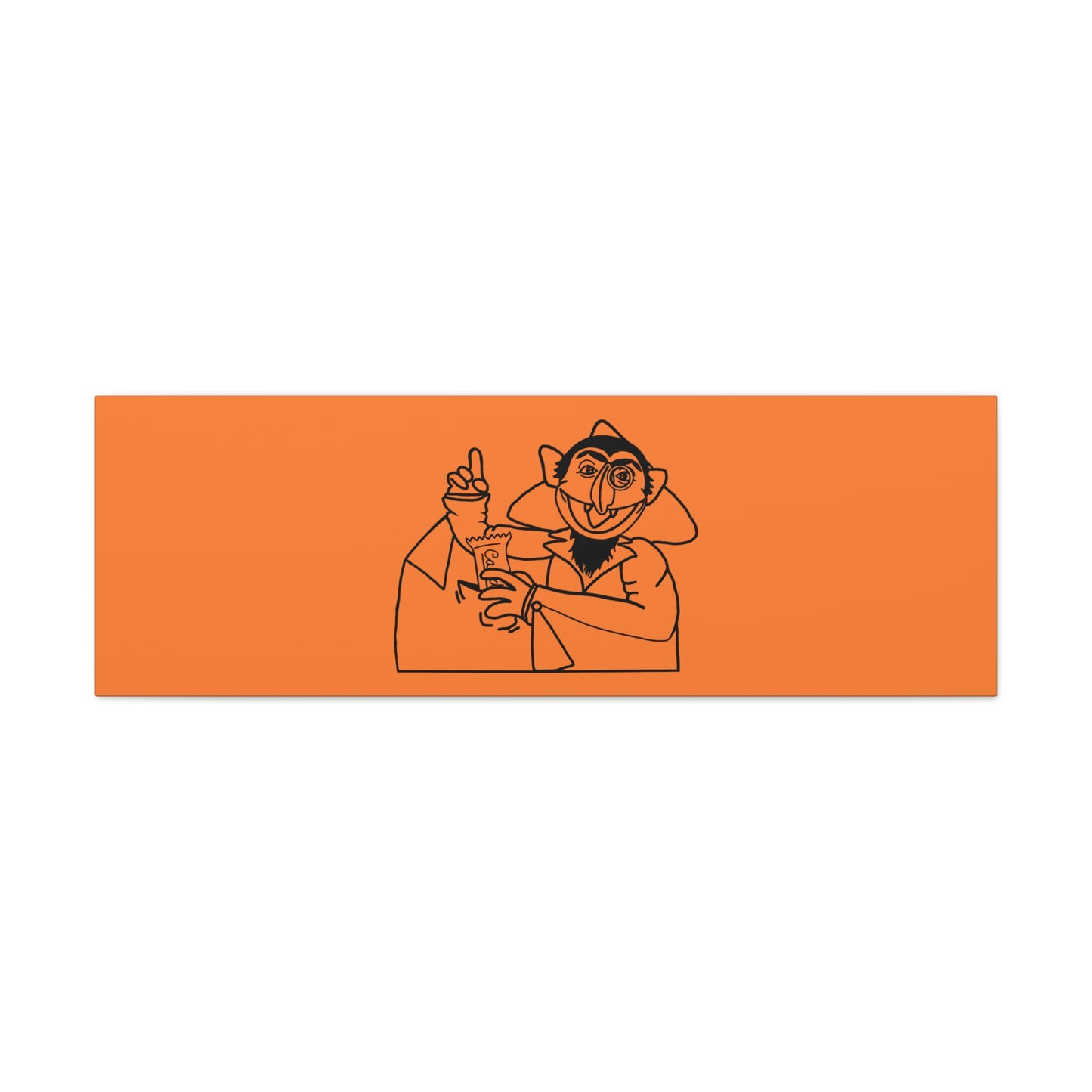 The Count Stealing Candy Outline Canvas Print Light Orange - Sesame Street The Count Parody Art