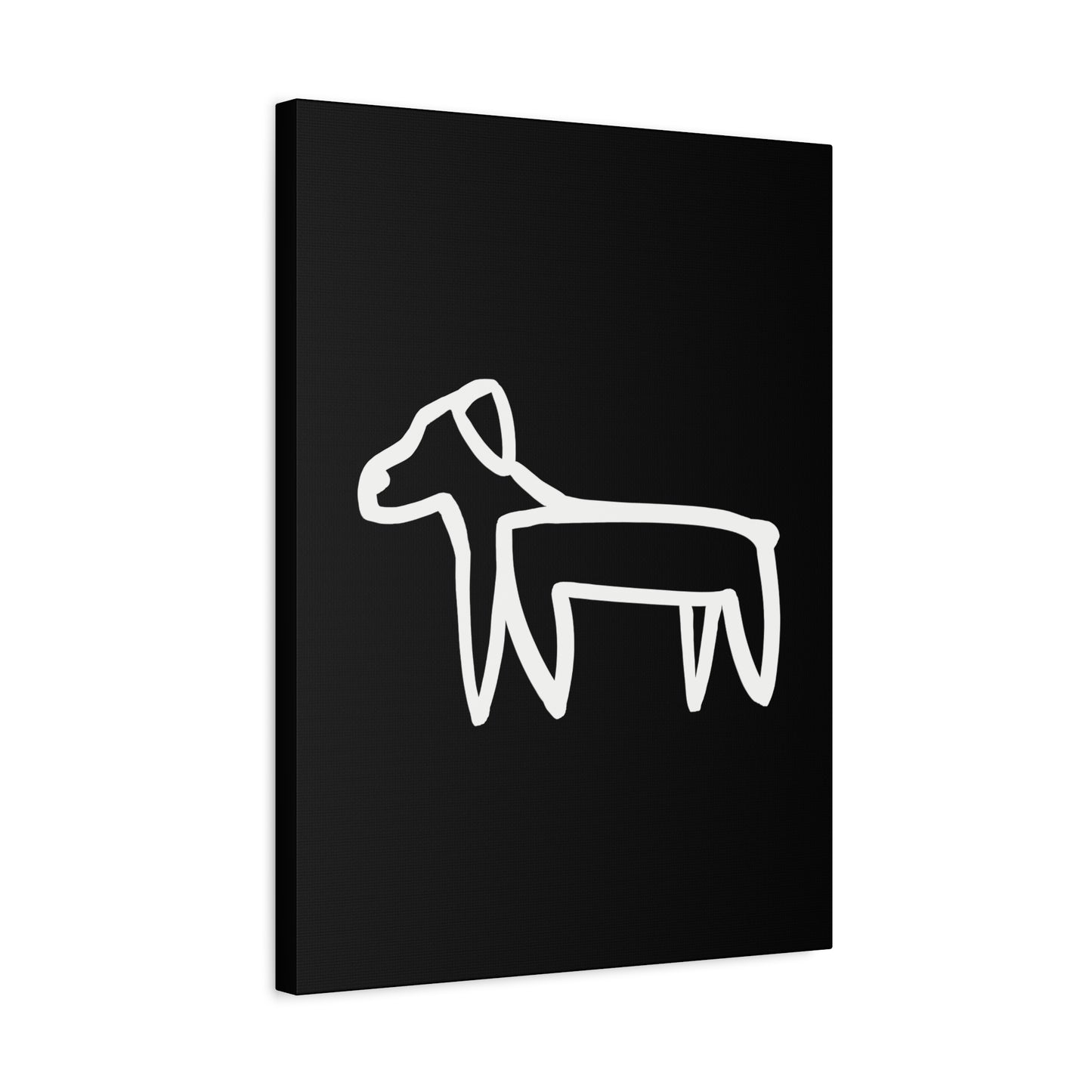 Dog Canvas Print on Black (Transparent Style White Dog) - Dog Art Print